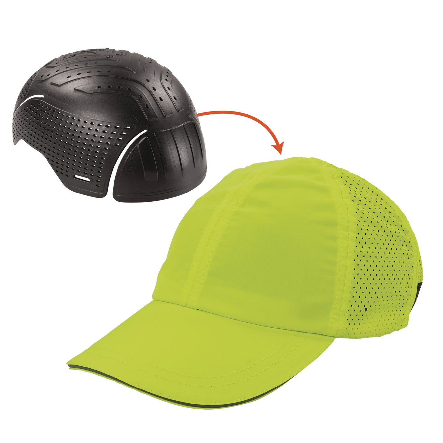 Skullerz 8947 Lightweight Baseball Hat and Bump Cap Insert, Front Brim, Medium to Large (6.75 to 7.75), 0.2" Insert, Lime