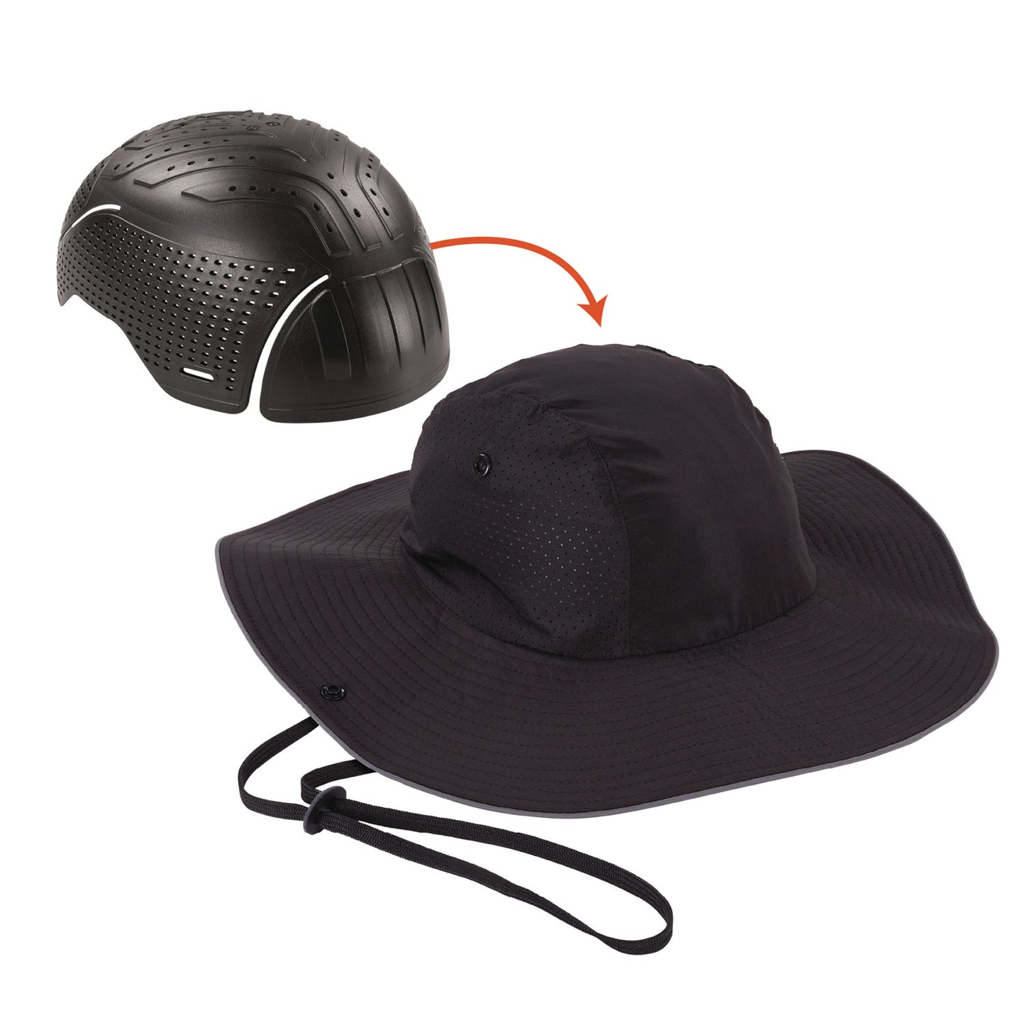 Skullerz 8957 Lightweight Ranger Hat and Bump Cap Insert, Full Brim, Medium to Large (6.75 to 7.75), 0.2" Insert, Black