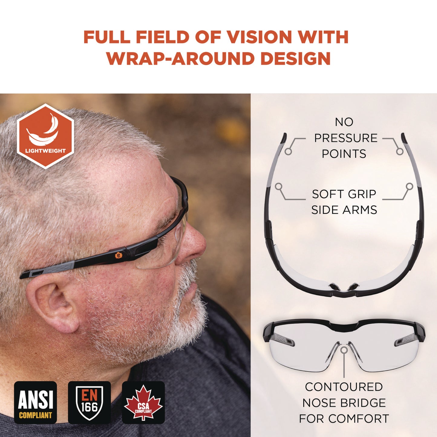 Skullerz DELLENGER Anti-Fog Safety Glasses with Adjustable Temples, Matte Black Half Frame, Clear Single Lens