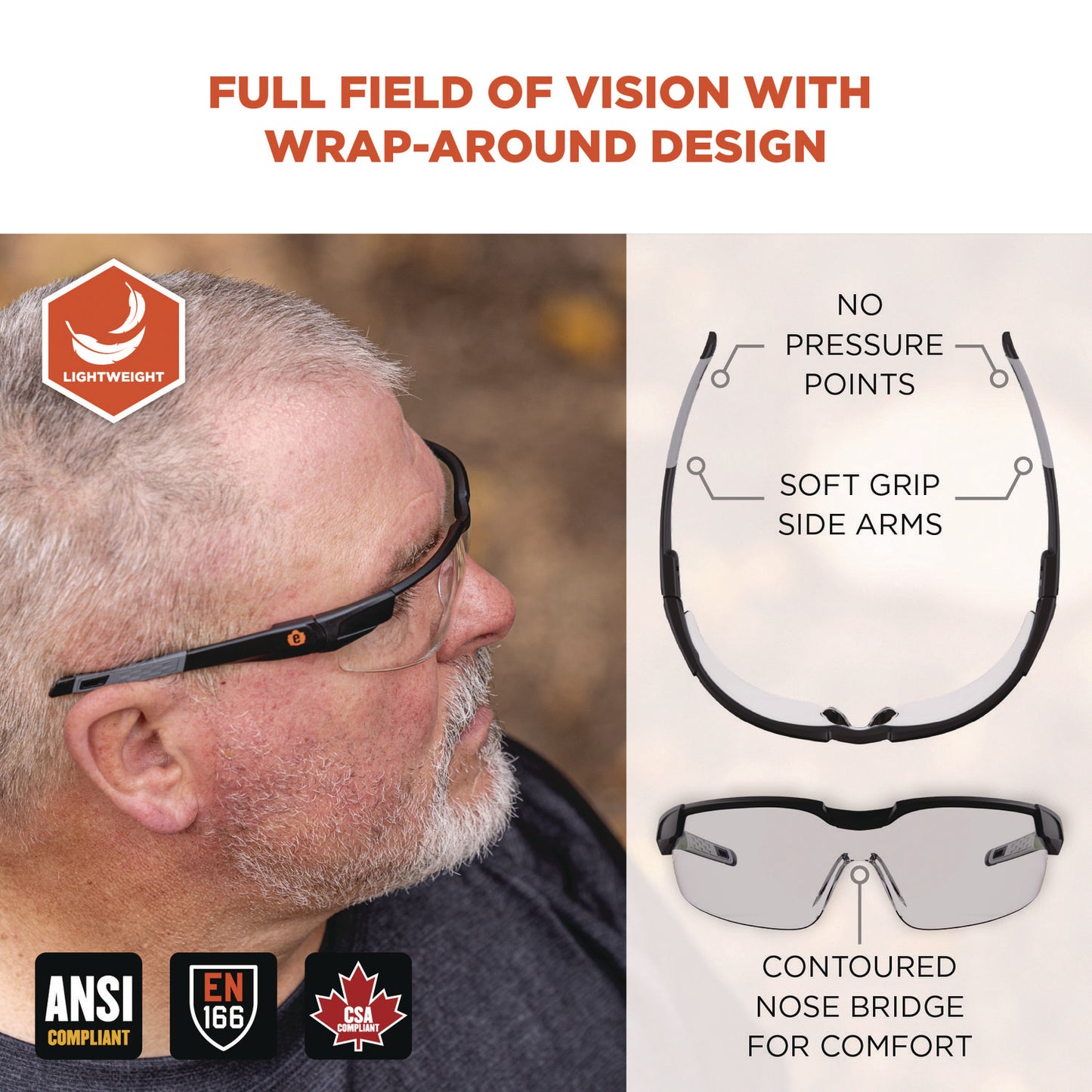 Skullerz DELLENGER Anti-Fog Safety Glasses with Adjustable Temples, Matte Black Half Frame, Clear Single I/O Lens