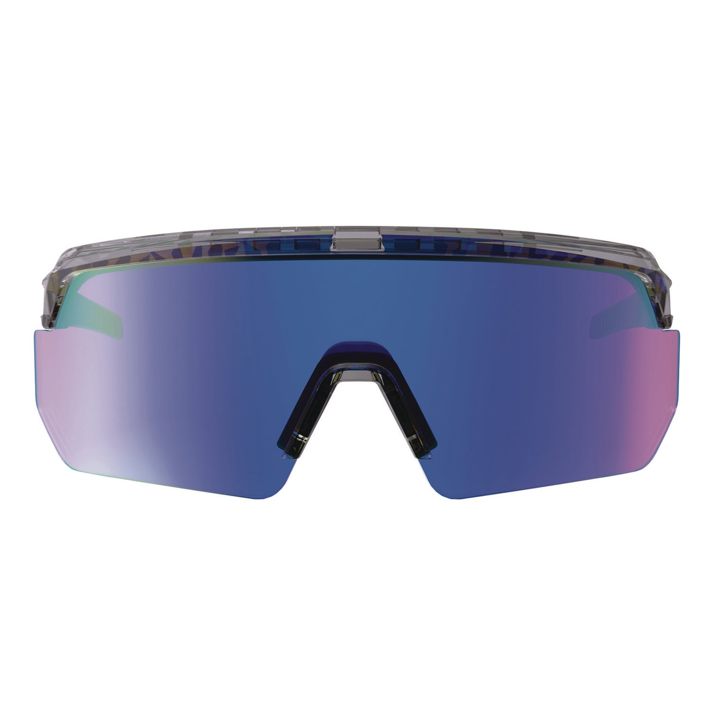 Skullerz AEGIR Anti-Scratch Enhanced Anti-Fog Safety Glasses, Clear Smoke Half Frame, Mirrored Blue Single Lens