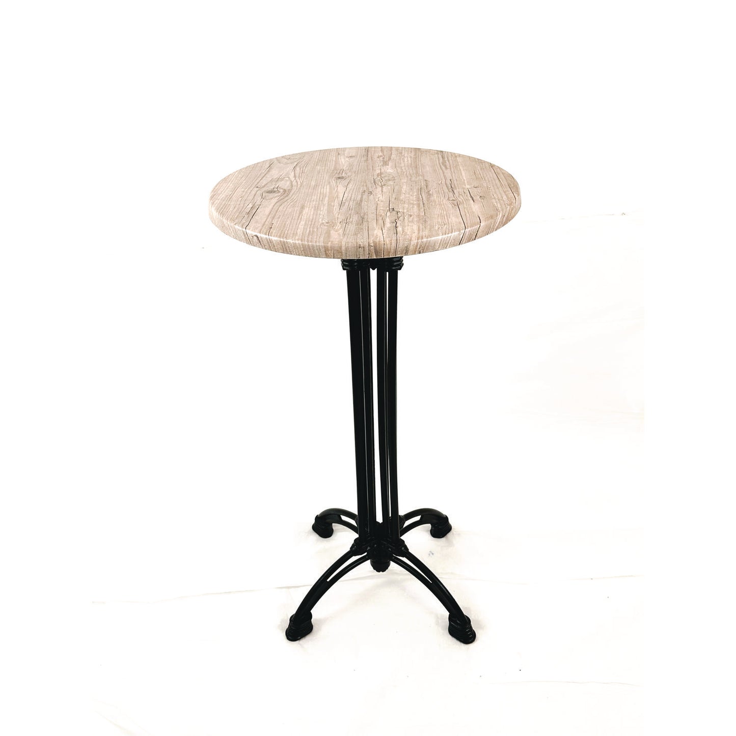 Topalit Tables, Round, 24" dia x 44"h, Washington Pine Top, Black Iron Base/Legs
