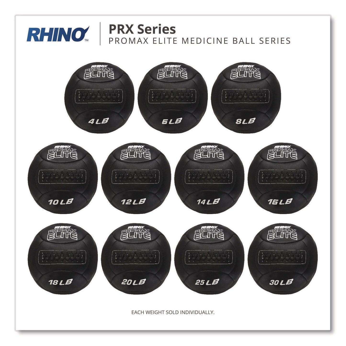 Rhino Promax Elite Medicine Ball, 18 lb, Black
