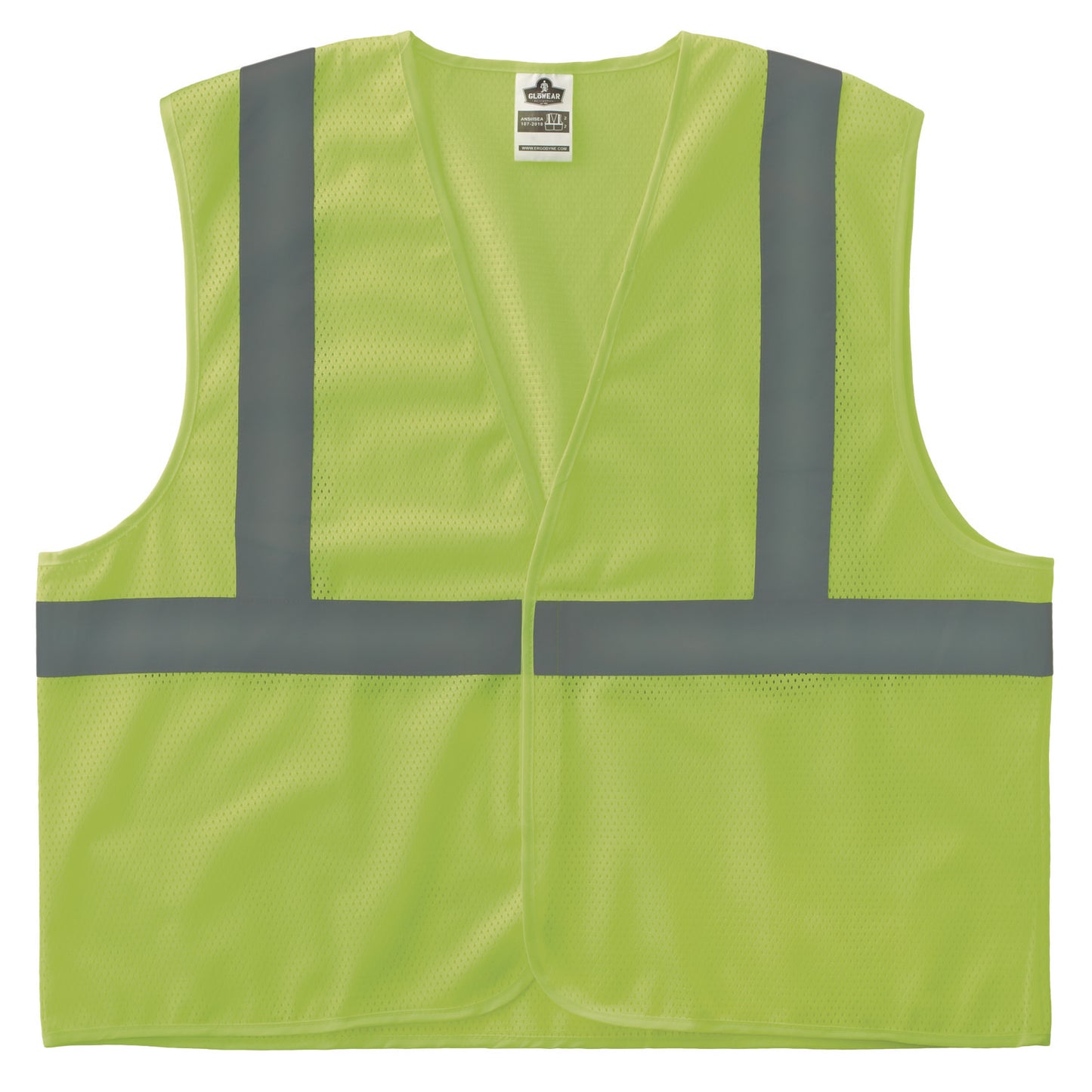GloWear 8205HL-ECO Class 2 Recycled Hi-Vis Vest, Mesh, Polyester, 4X-Large/5X-Large, Lime