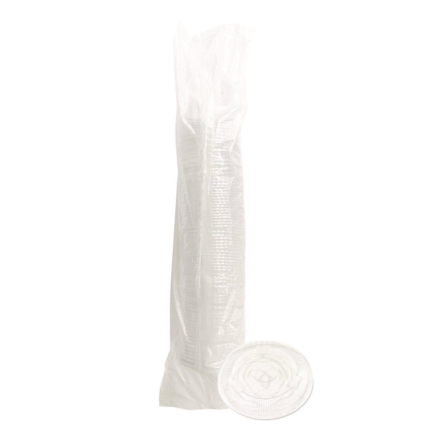 PET Cold Cup Straw-Slot Lids, Fits 9 oz Squat/12 oz Cold Cups, Plastic, Clear, 100/Pack