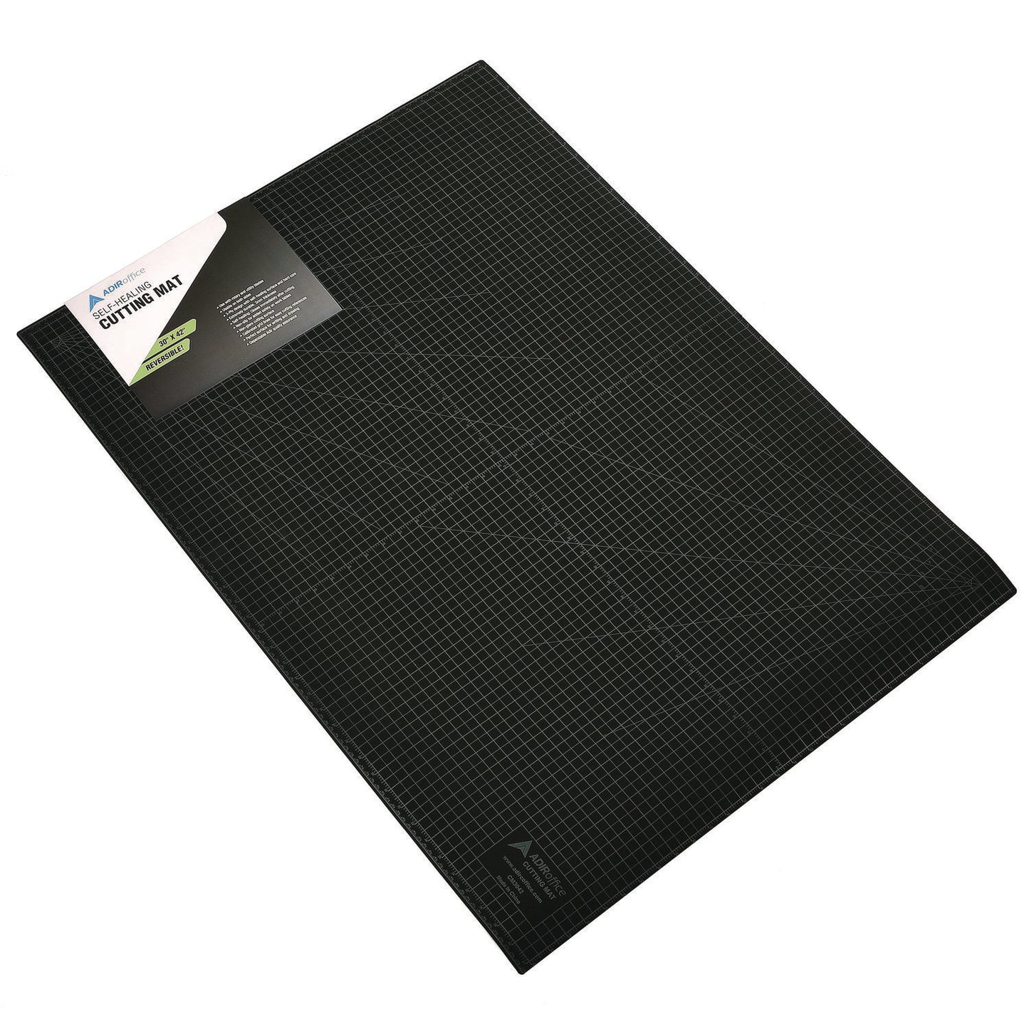 Reversible Self Healing Cutting Mat, 1" Grid with Guide Angles, 30" x 42", Green/Black