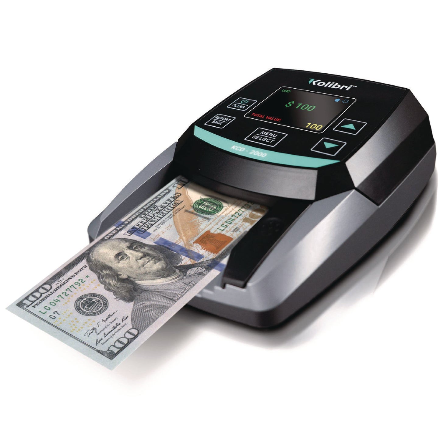 KCD-2000 Counterfeit Detector for USD, 10 Detection Methods, 5" x 6" x 5", Black/Gray