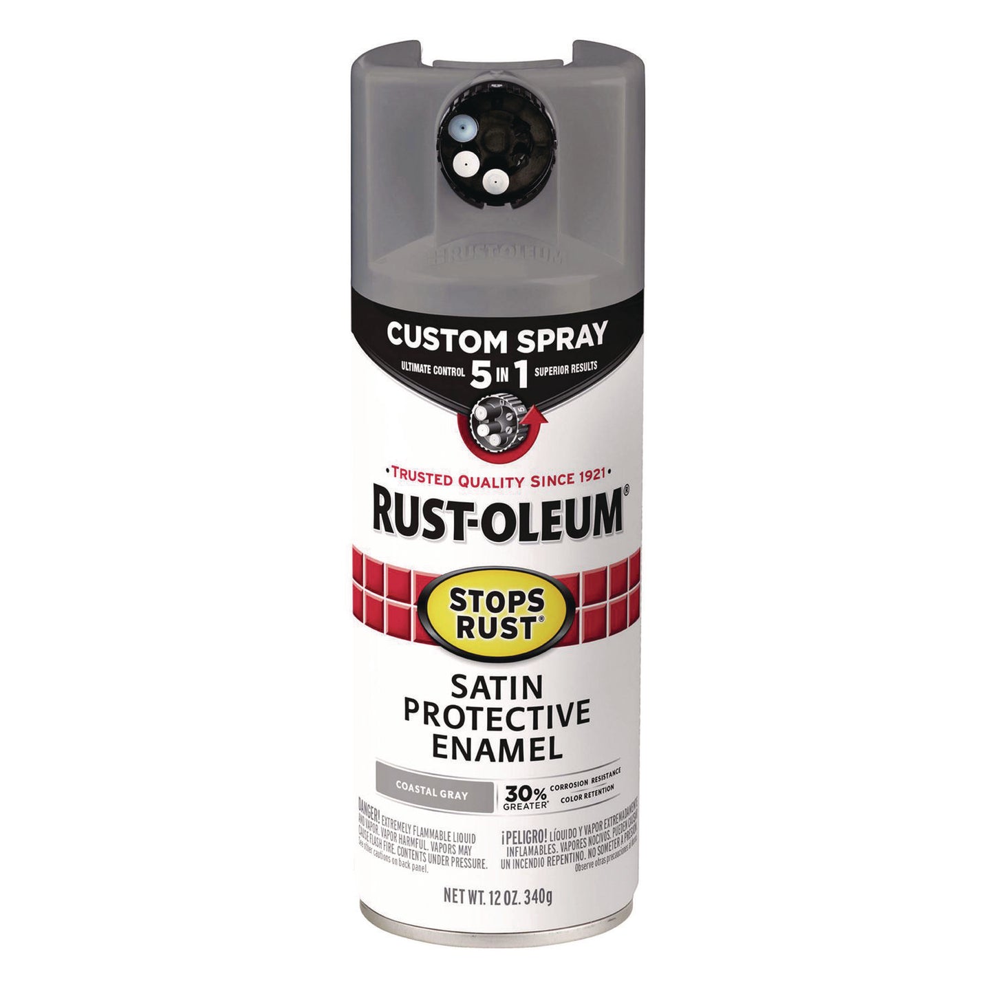 Stops Rust 5-in-1 Spray Paint, Satin Coastal Gray, 12 oz Aerosol Can
