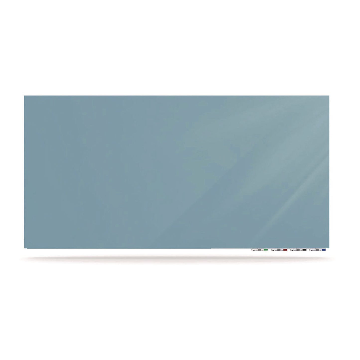 Aria Low-Profile Frameless Magnetic Glassboard, 48" x 36", Denim Blue Surface