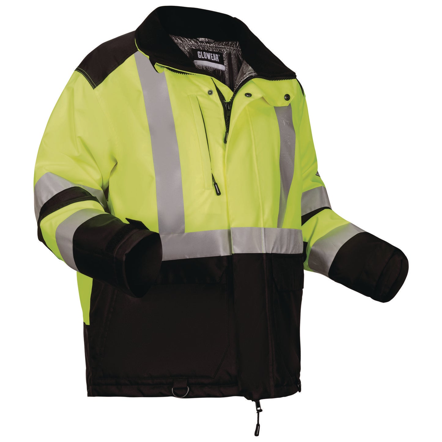 GloWear Class 3 Hi-Vis Winter Jacket with AmpliFIRE Heat Reflective Lining, X-Large, Lime