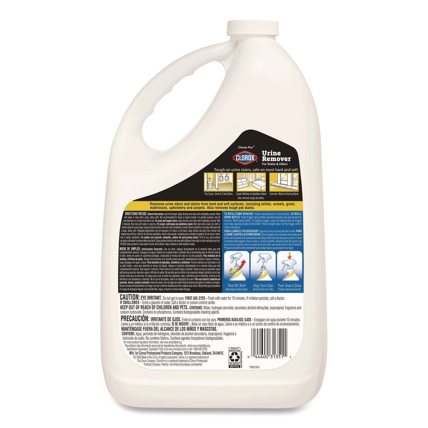 CloroxPro Urine Remover for Stains and Odors, Clean Floral Scent, 128 oz Refill Bottle