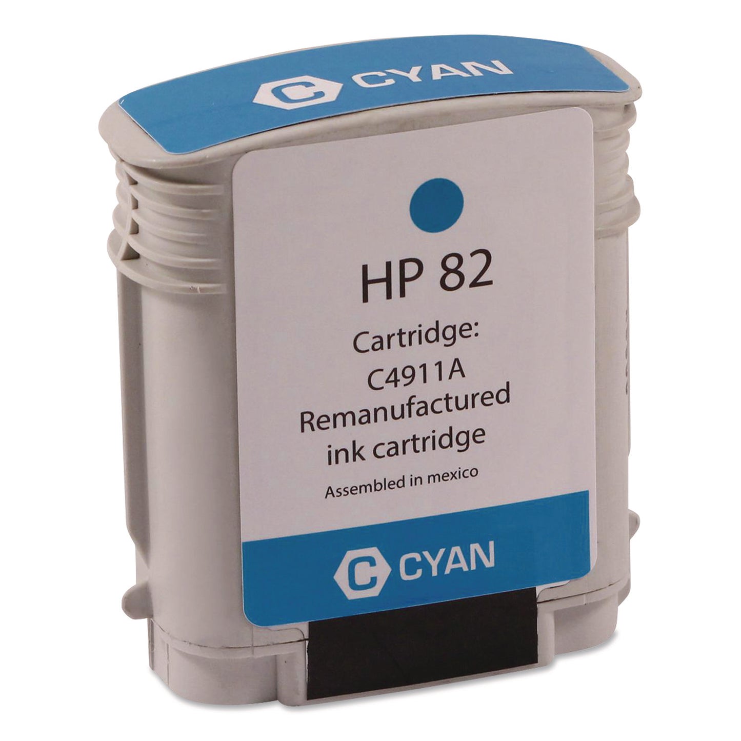 Remanufactured Cyan High-Yield Ink, Replacement for 82 (C4911A), 69 mL