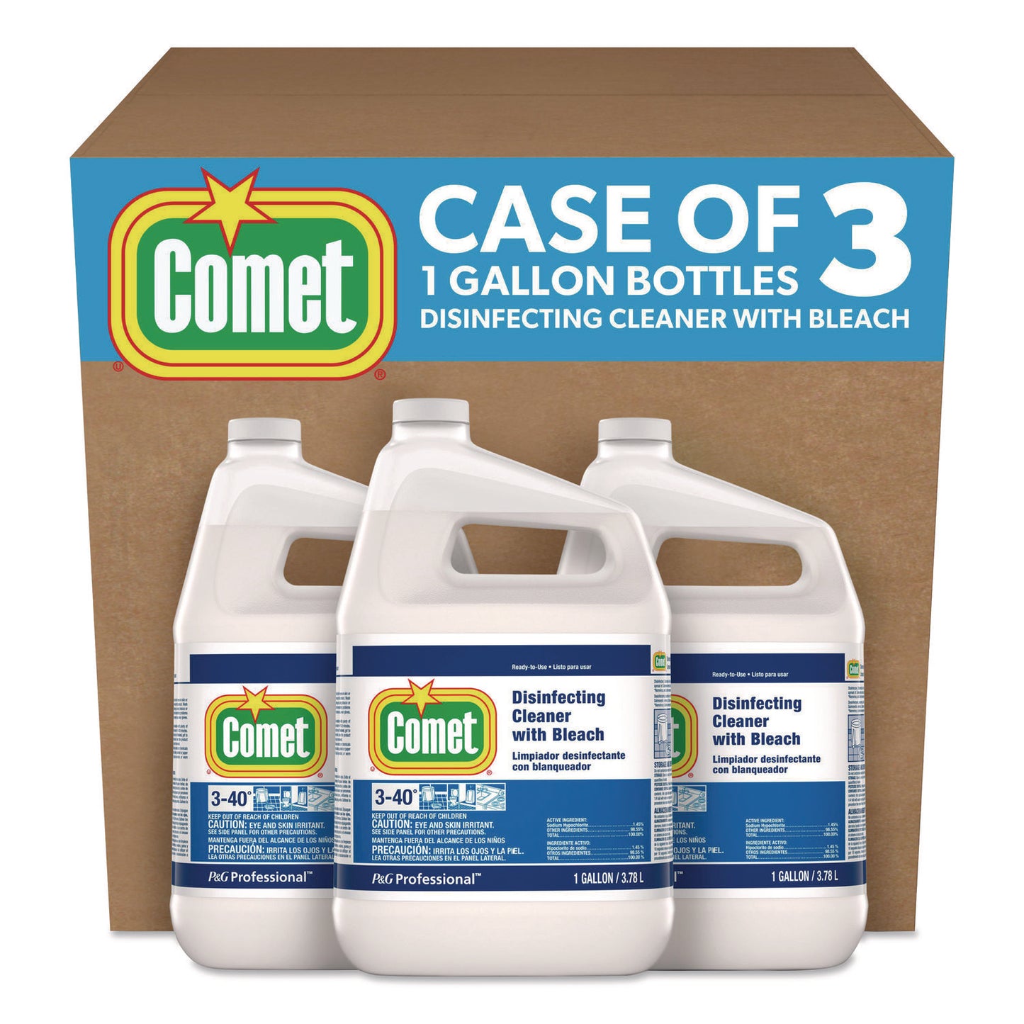 Disinfecting Cleaner with Bleach, Fresh Scent, 1 gal Bottle