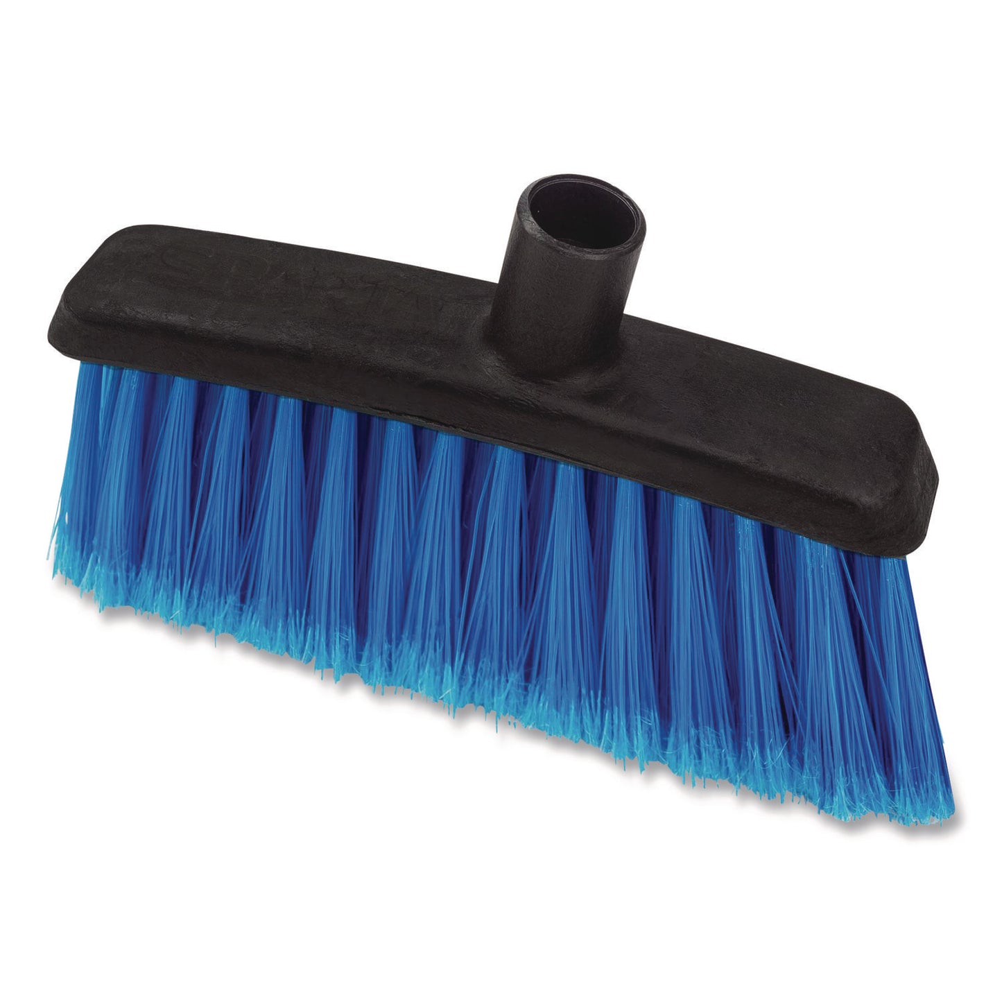 Duo-Sweep Flagged Light Industrial Broom Head, 12" Length, Blue/Black