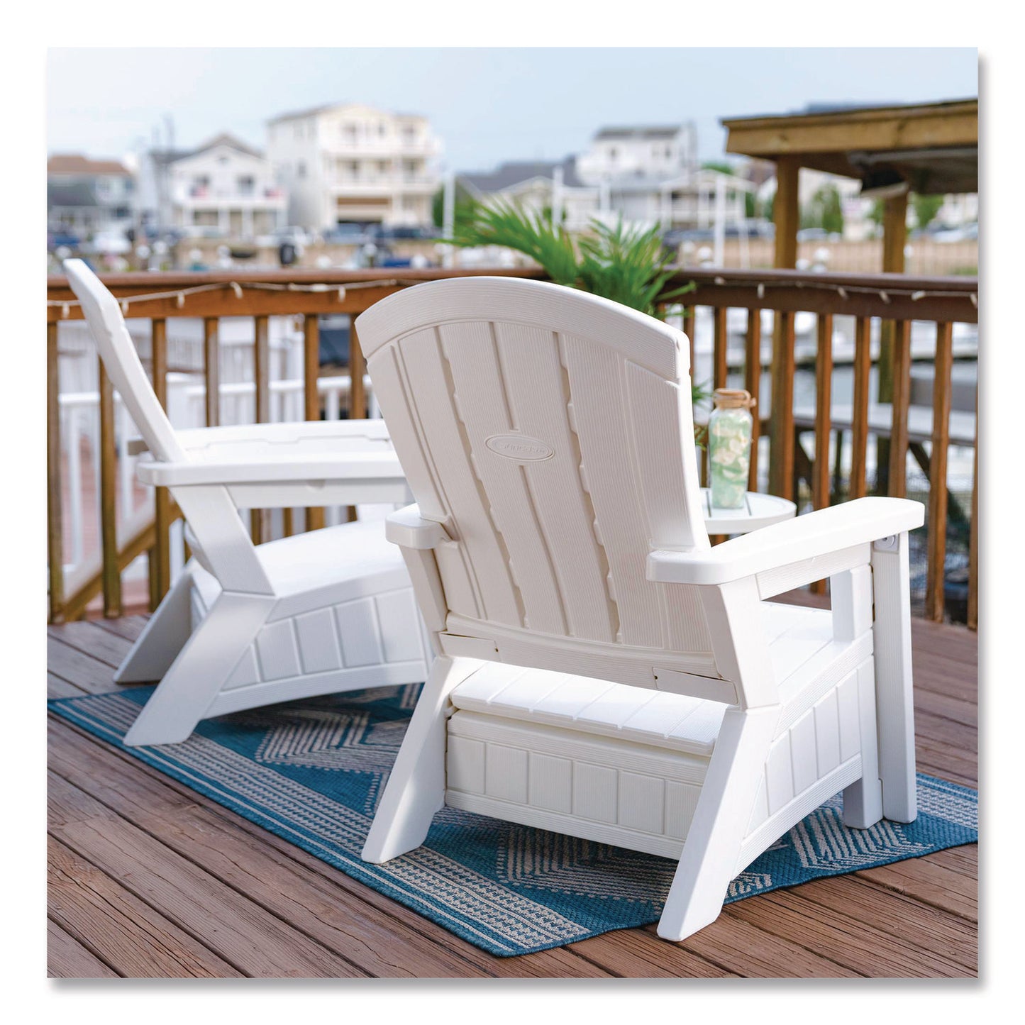 Adirondack Chair with Storage, Supports Up to 375 lb, 14.5" Seat Height, 30" x 32.5" x 38.5", Ice Cube