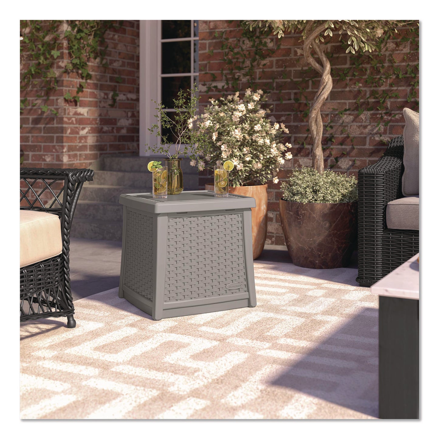 Elements End Table with Storage, Square, 18.75w x 18.75d x 18h, Dove Gray Top, Dove Gray Base