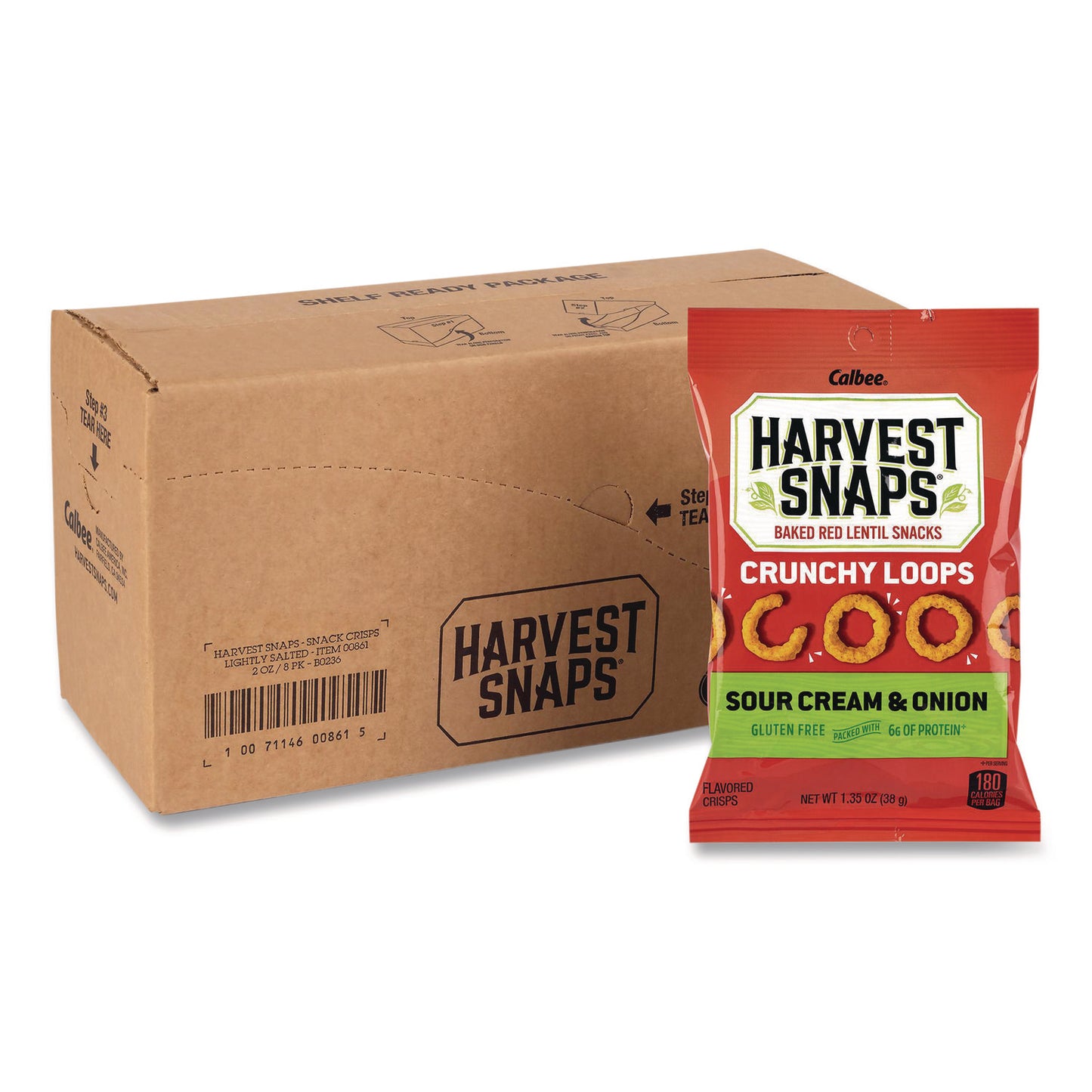 Crunchy Loops, Sour Cream and Onion, 1.35 oz Bag, 8/Box