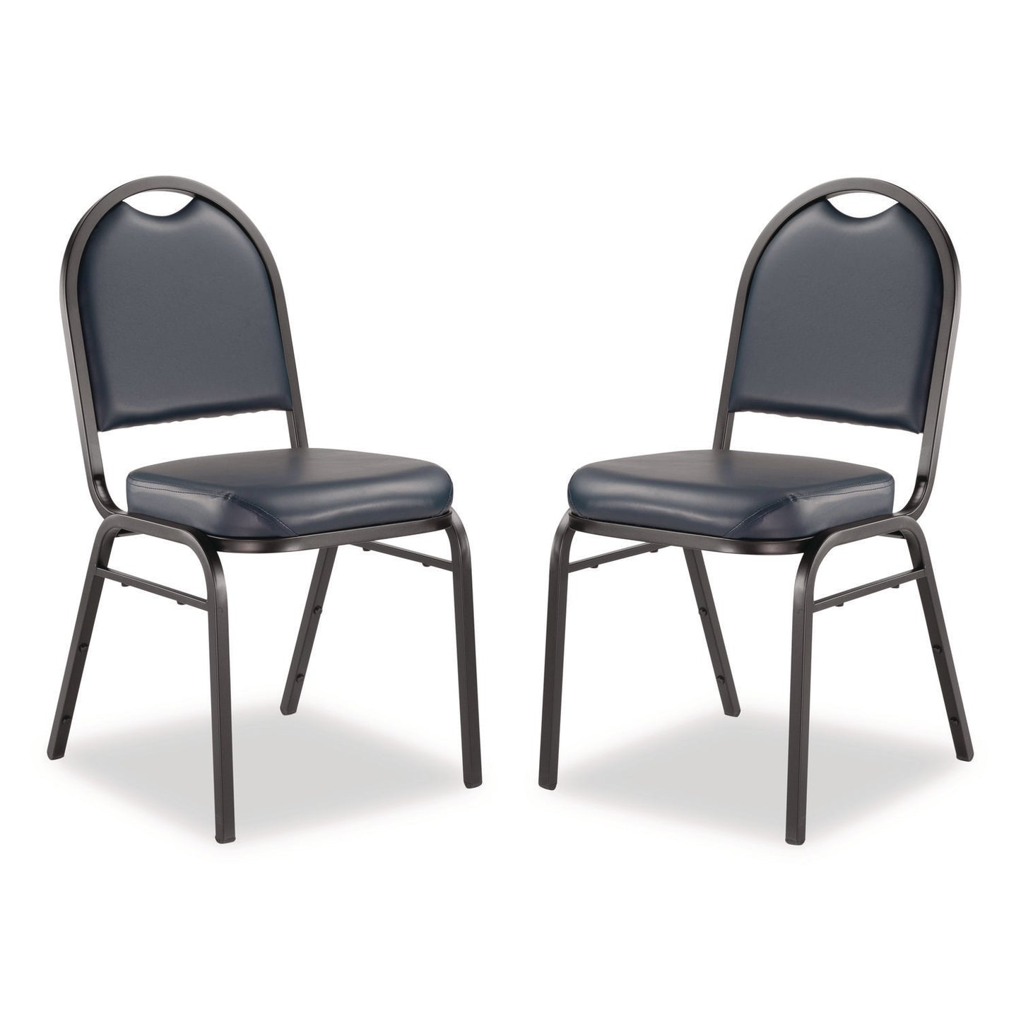 9200 Series Premium Upholstered Stack Chair, Vinyl, Supports 500 lb, 19" Seat Ht, Midnight Blue Seat/Back, Black Base,2/Pack