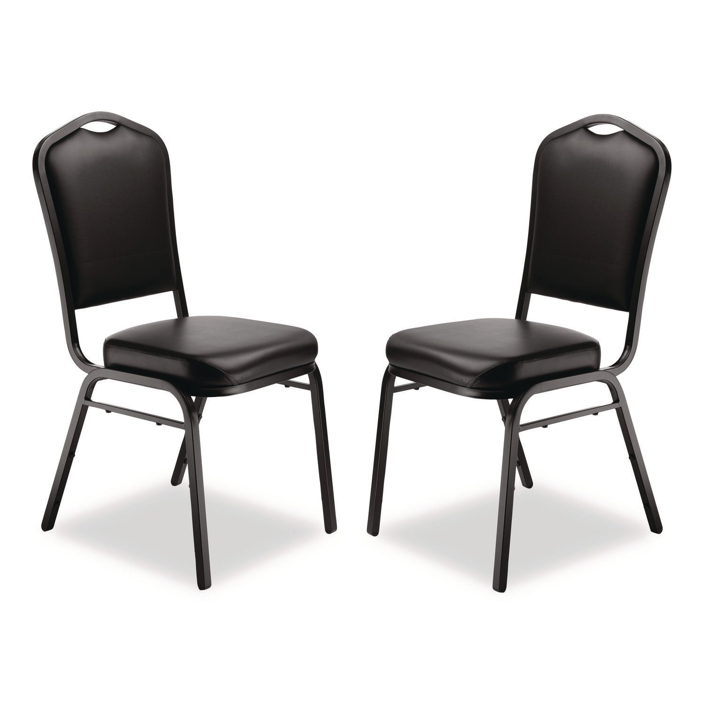 9300 Series Deluxe Upholstered Stack Chair, Vinyl, Supports Up to 500 lb, 19" Seat Height, Black Seat/Back/Base, 2/Pack
