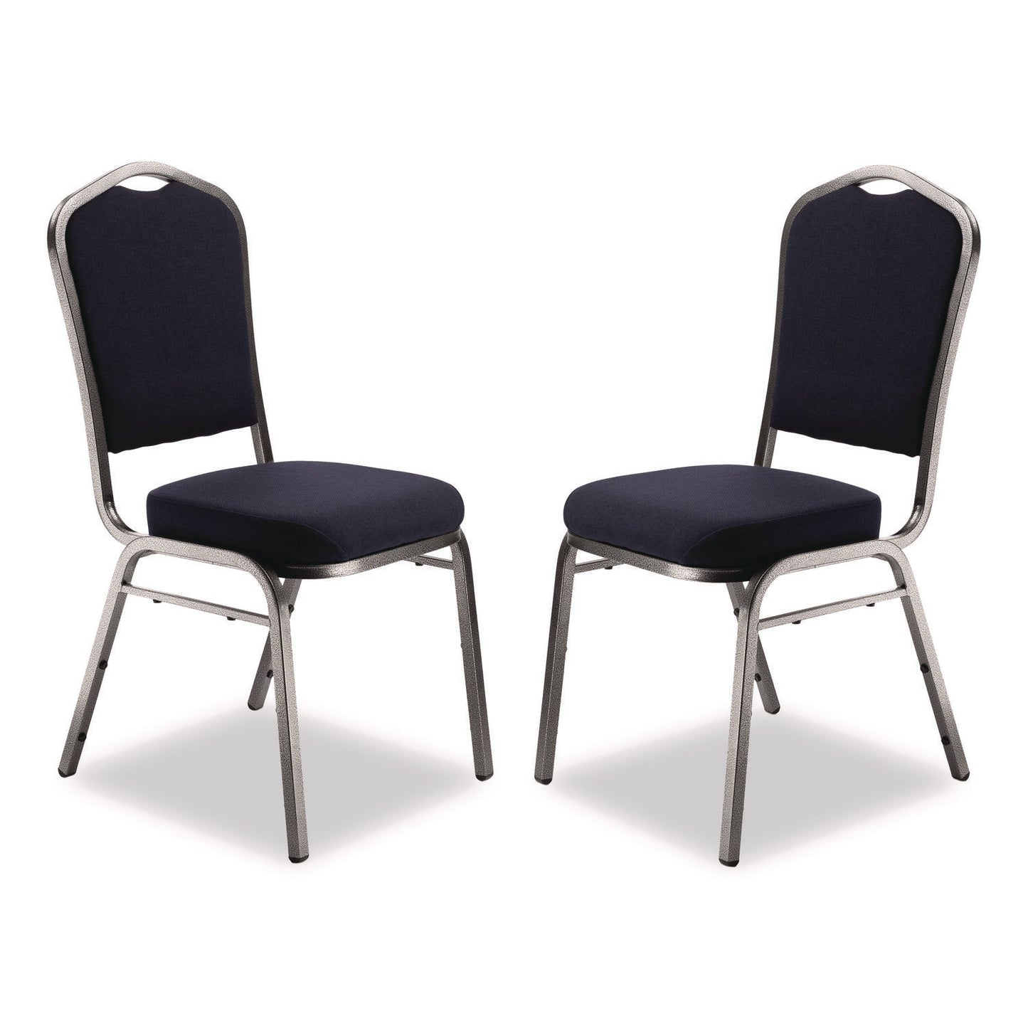 9300 Series Deluxe Upholstered Stack Chair, Fabric, Supports 500 lb, 19" Seat Ht, Midnight Blue Seat/Back, Silver Base, 2/PK