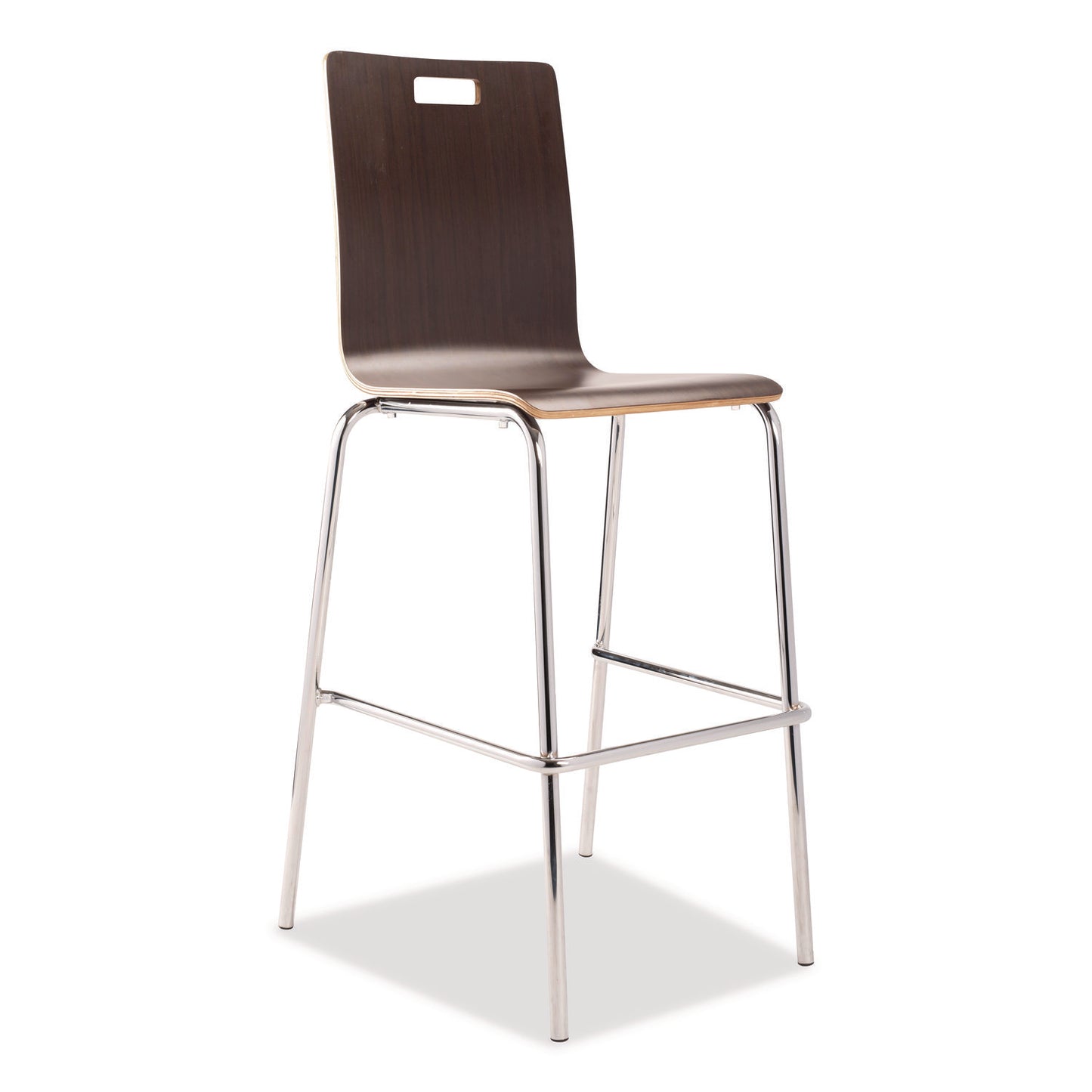 Bushwick Series Bentwood Stool, Supports Up to 500 lb, 30" Seat Height, Espresso Seat, Espresso Back, Chrome Base, 4/Carton