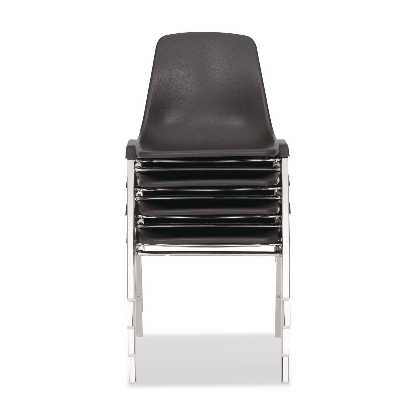 8100 Series Poly Shell Stacking Chair, Supports Up to 500 lb, 18" Seat Height, Black Seat, Black Back, Chrome Base, 4/Carton