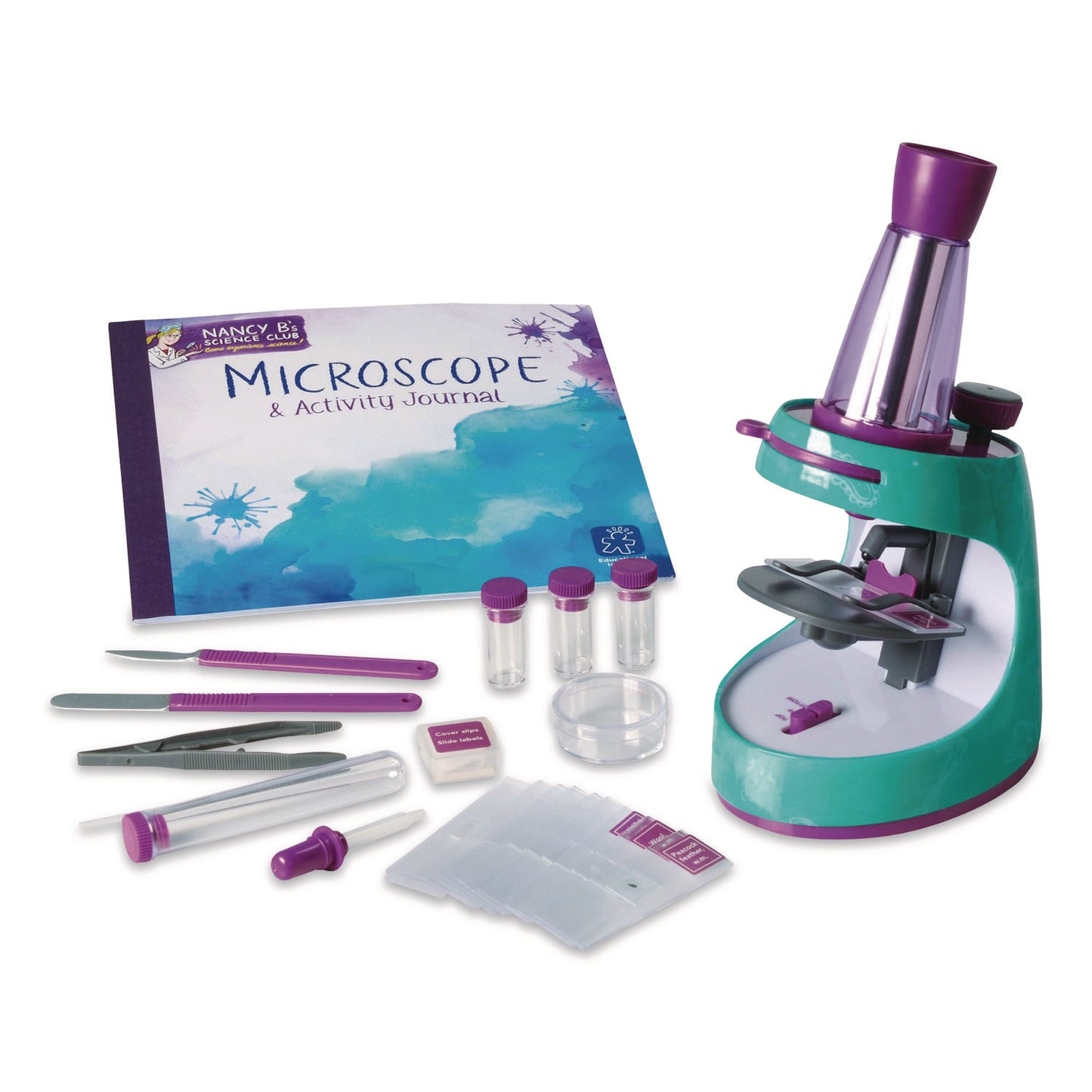 Nancy B's Science Club Microscope and Activity Journal, Ages 8 and Up, 30x to 400x Magnification, 8.7 x 9.2 x 4.3, Blue
