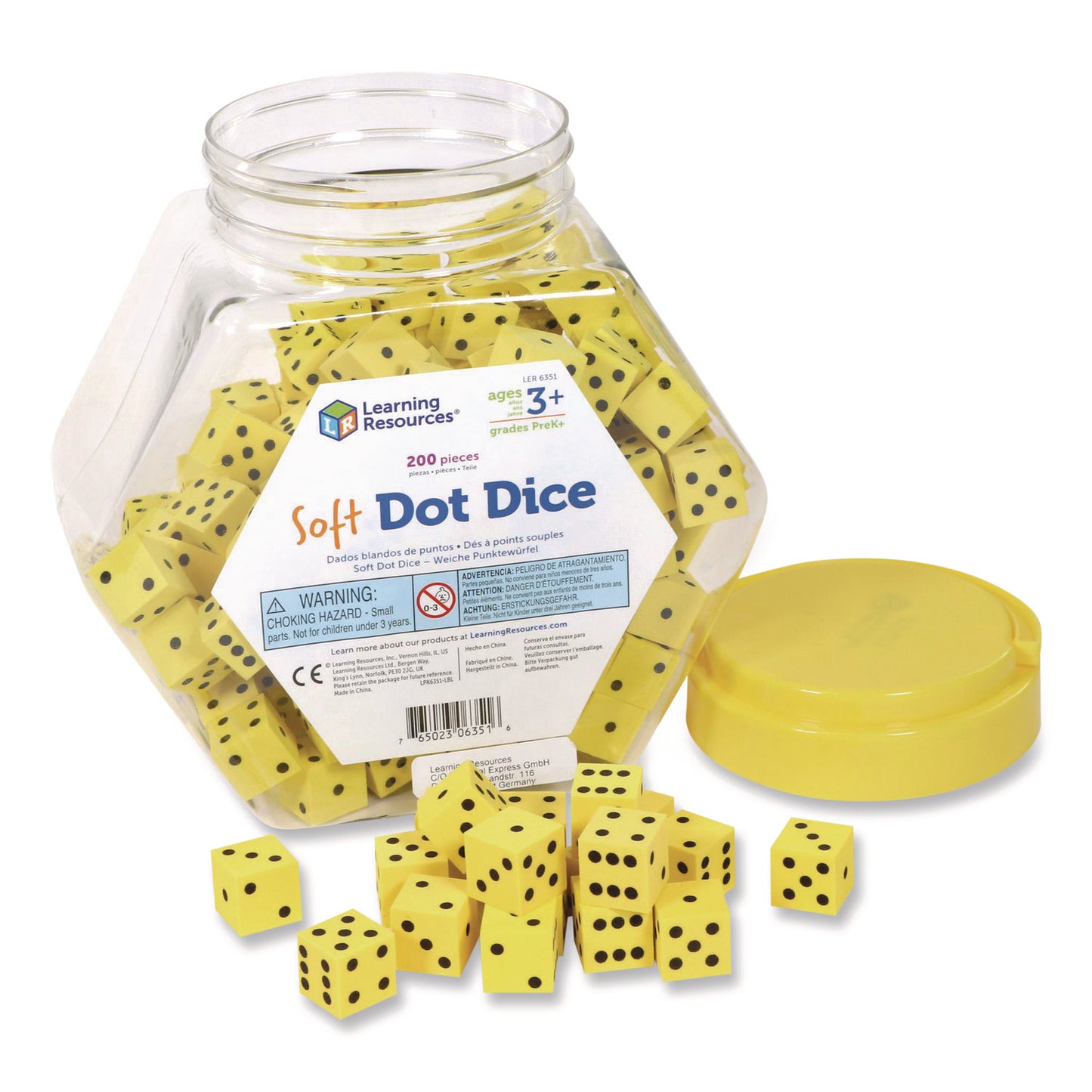 Soft Foam Dot Dice, Grades Pre-K to 1, 200 Pieces