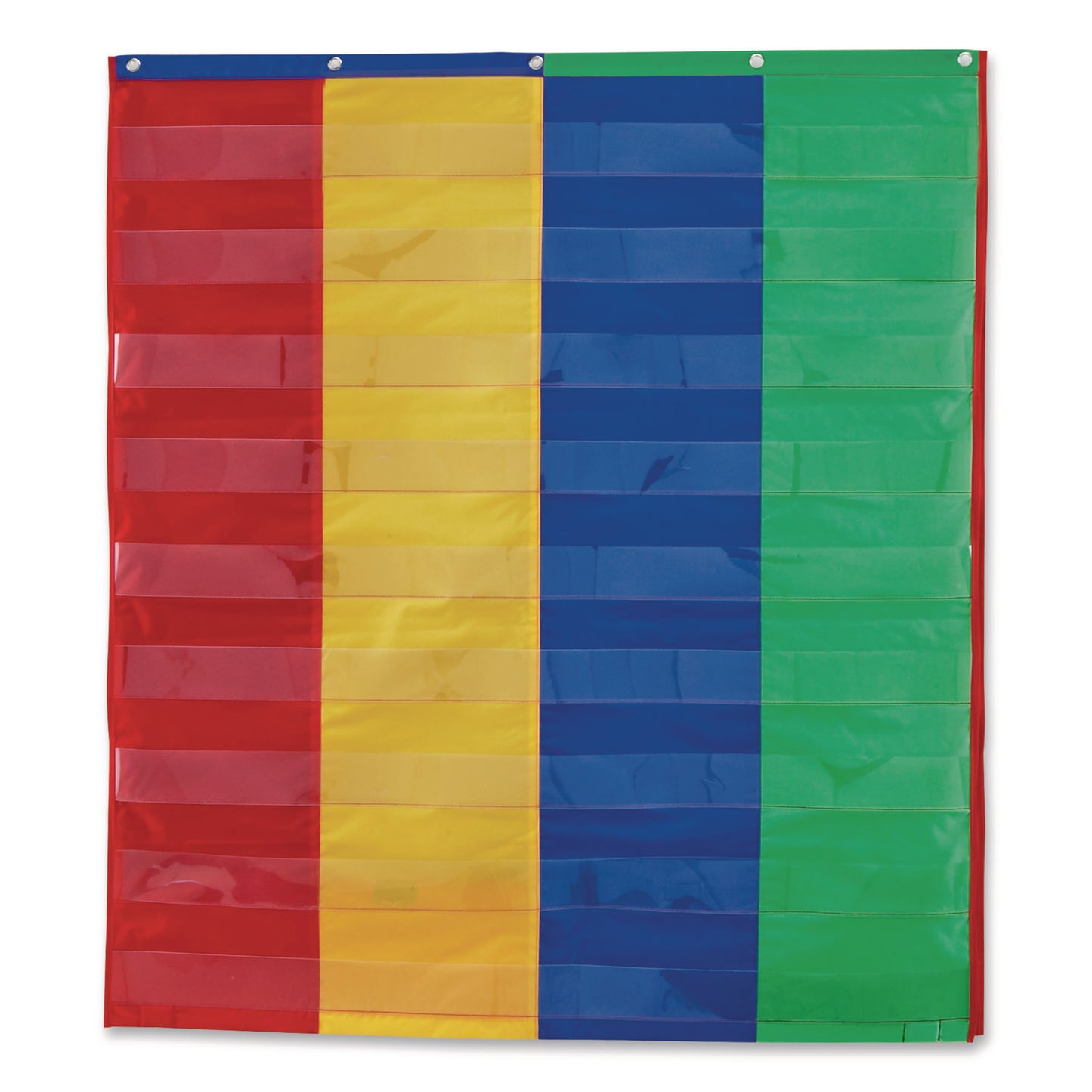 Two- and Four-Column Double-Sided Pocket Chart, 9 Pockets/Chart, 30 x 38, Blue/Green/Red/Yellow
