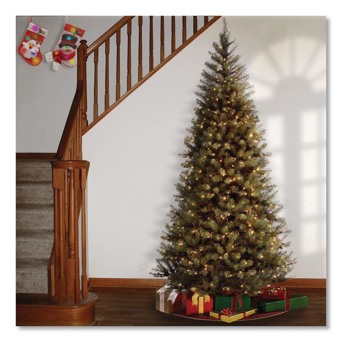 Pre-Lit Aspen Spruce Slim Tree, 38" x 38" x 72", Green Tree, Green Tree Stand