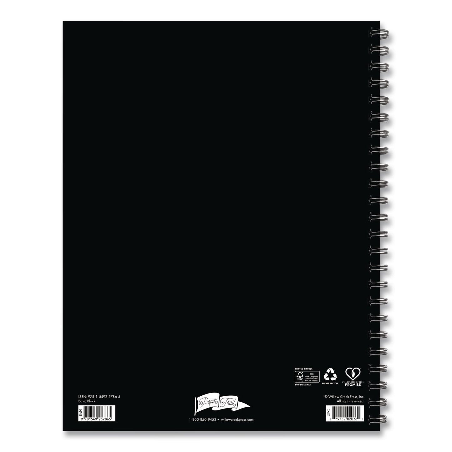 Basic Black Weekly/Monthly Planner, 11 x 8.5, Black Cover, 12-Month (Jan to Dec): 2026