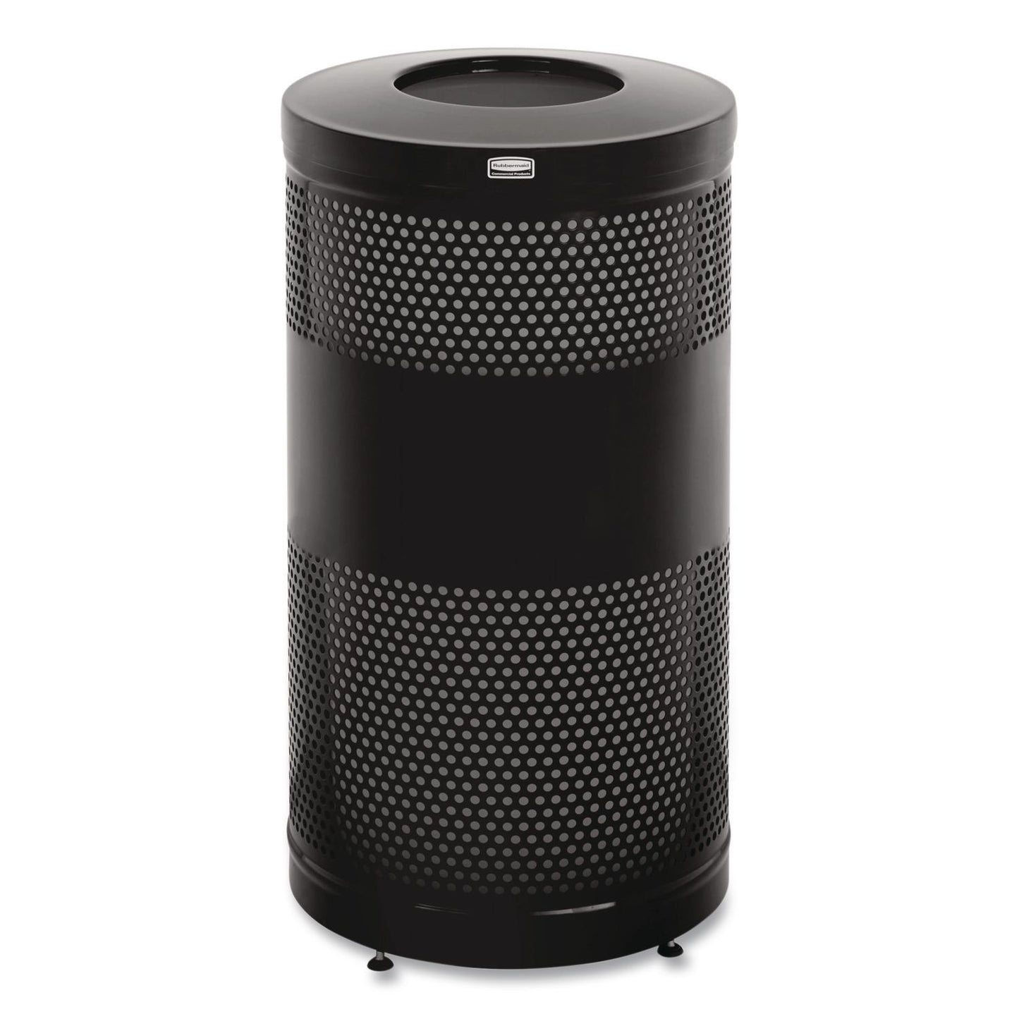 Classics Perforated Open Top Receptacle, 25 gal, Steel, Black