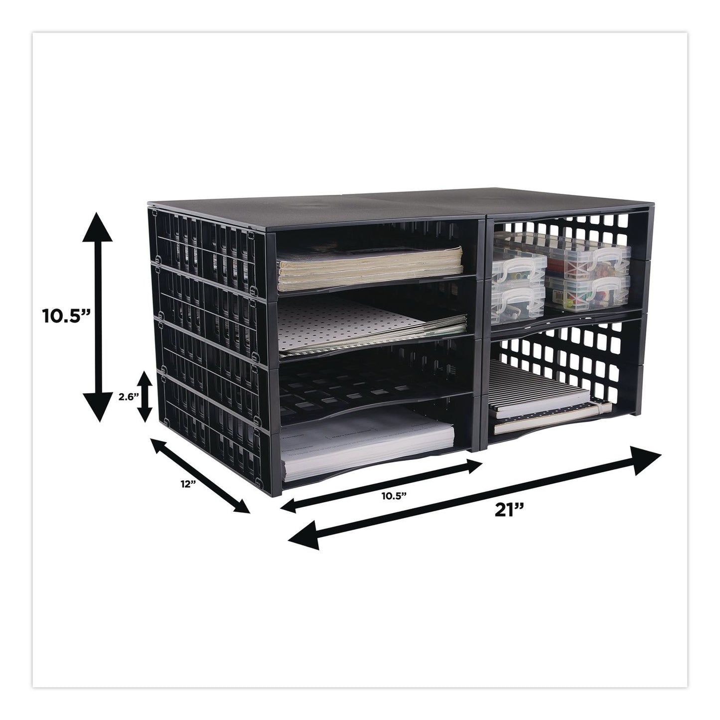 Literature Organizer, 8 Sections, 21 x 12.25, Black