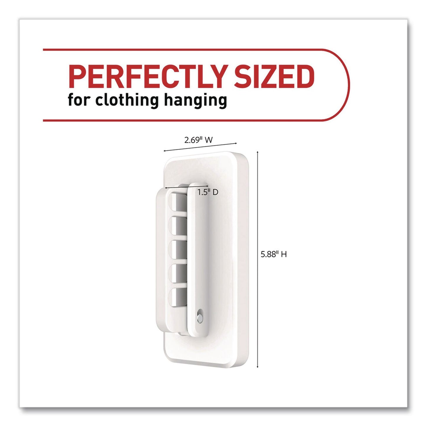 Folding Clothes Hanger Arm, Individual Slots for Five Clothes Hangers, Plastic, White, Supports 7.5 lb