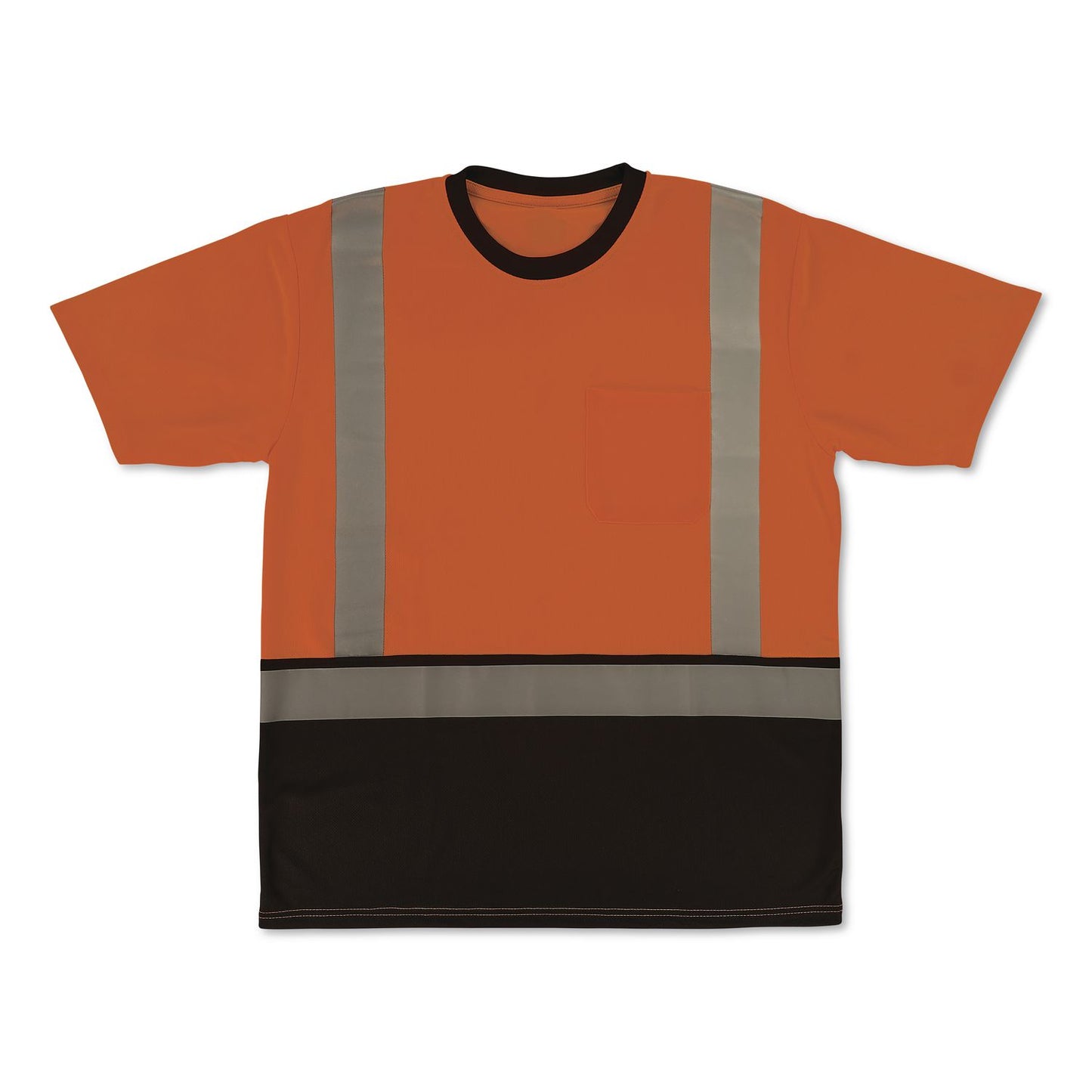 GloWear 8286BK Class 2 Essential Hi-Vis T-Shirt with Black Bottom, Medium, Orange