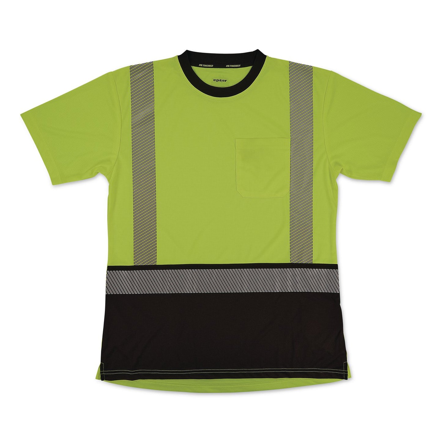 GloWear 8276BK Class 2 Women's Performance Hi-Vis T-Shirt with Black Bottom, Large, Lime