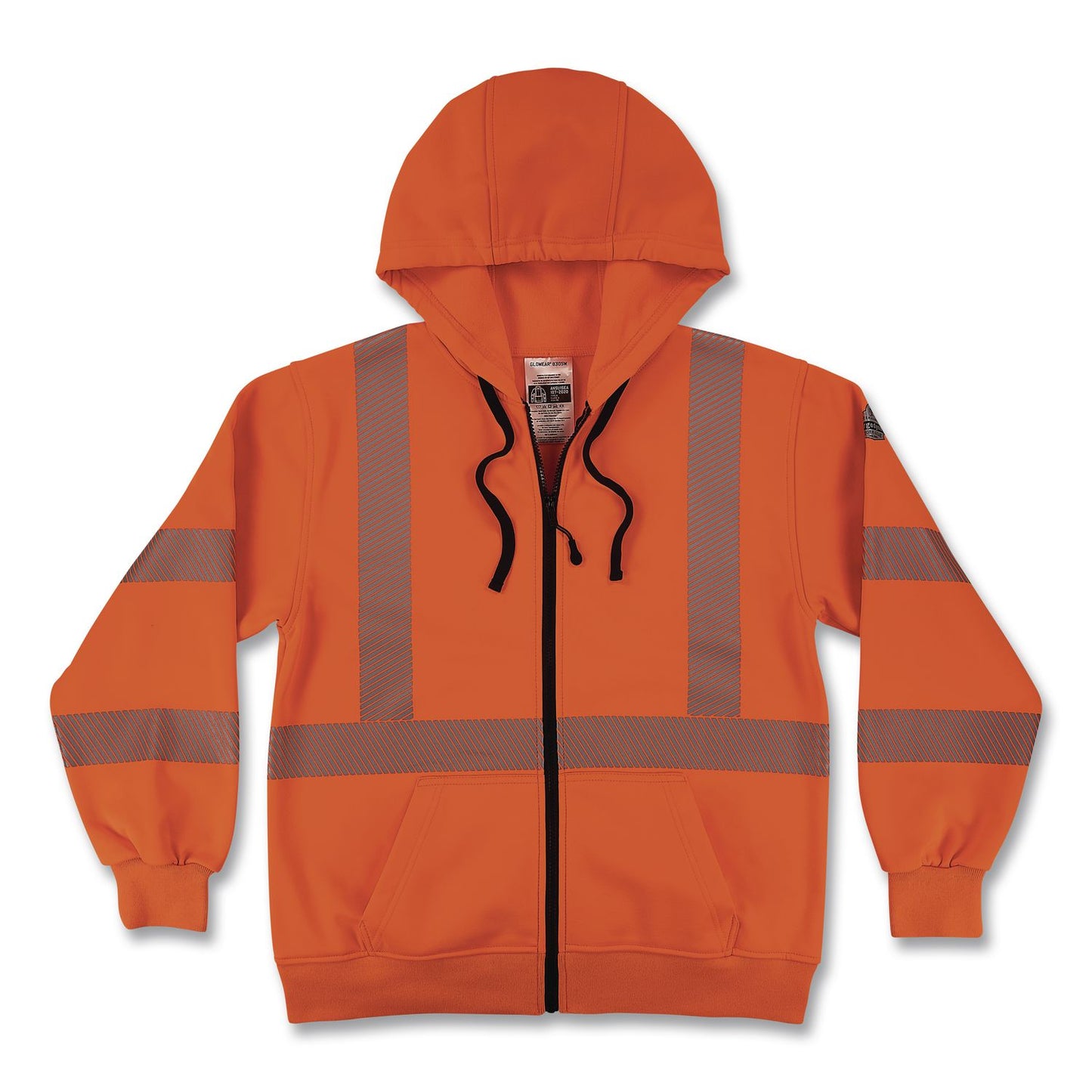 GloWear 8305W Class 3 Women's Performance Hi-Vis Hooded Zip-Up Sweatshirt, 3X-Large, Orange