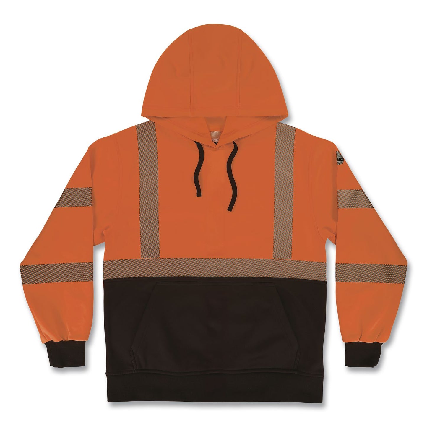 GloWear 8317BK Class 3 Performance Hi-Vis Hooded Sweatshirt with Black Bottom, 5X-Large, Orange