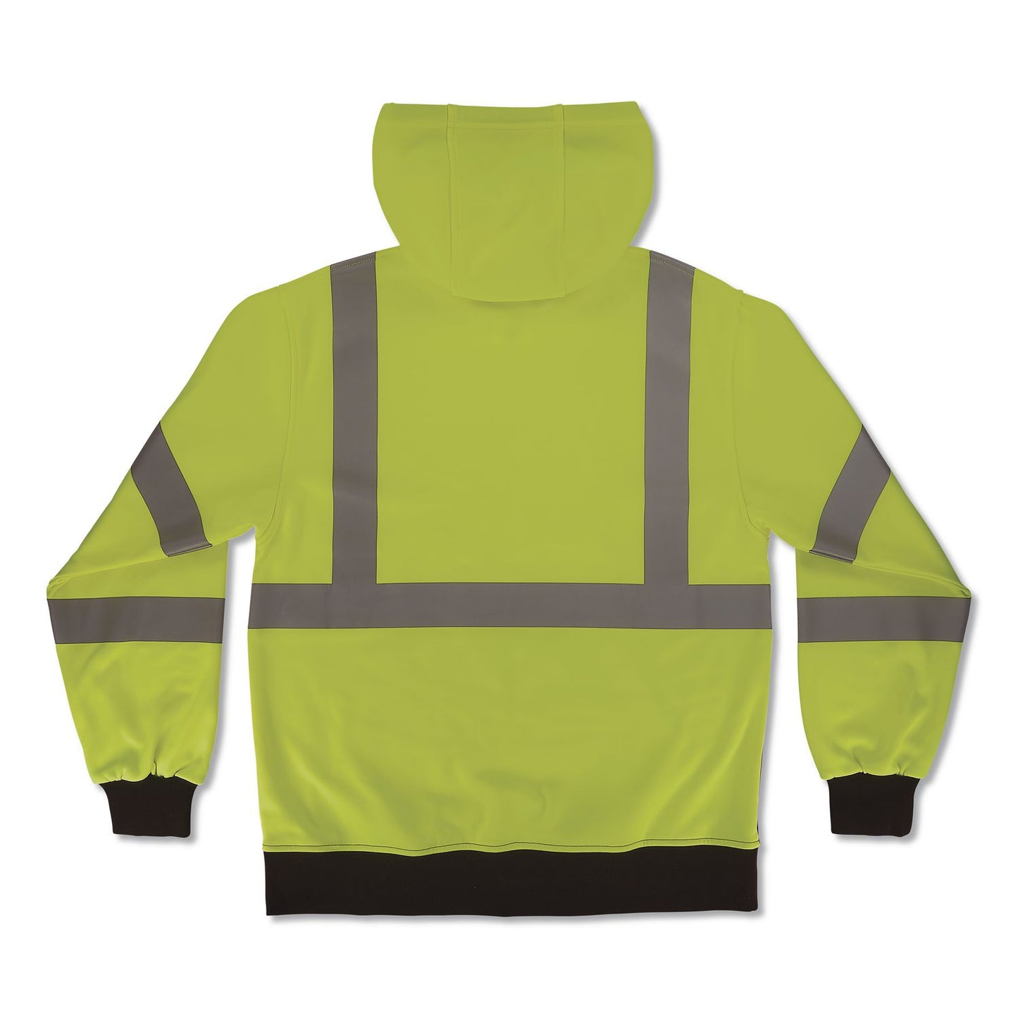 GloWear 8311BK Class 3 Essential Hi-Vis Hooded Sweatshirt with Black Bottom, 2X-Large, Lime