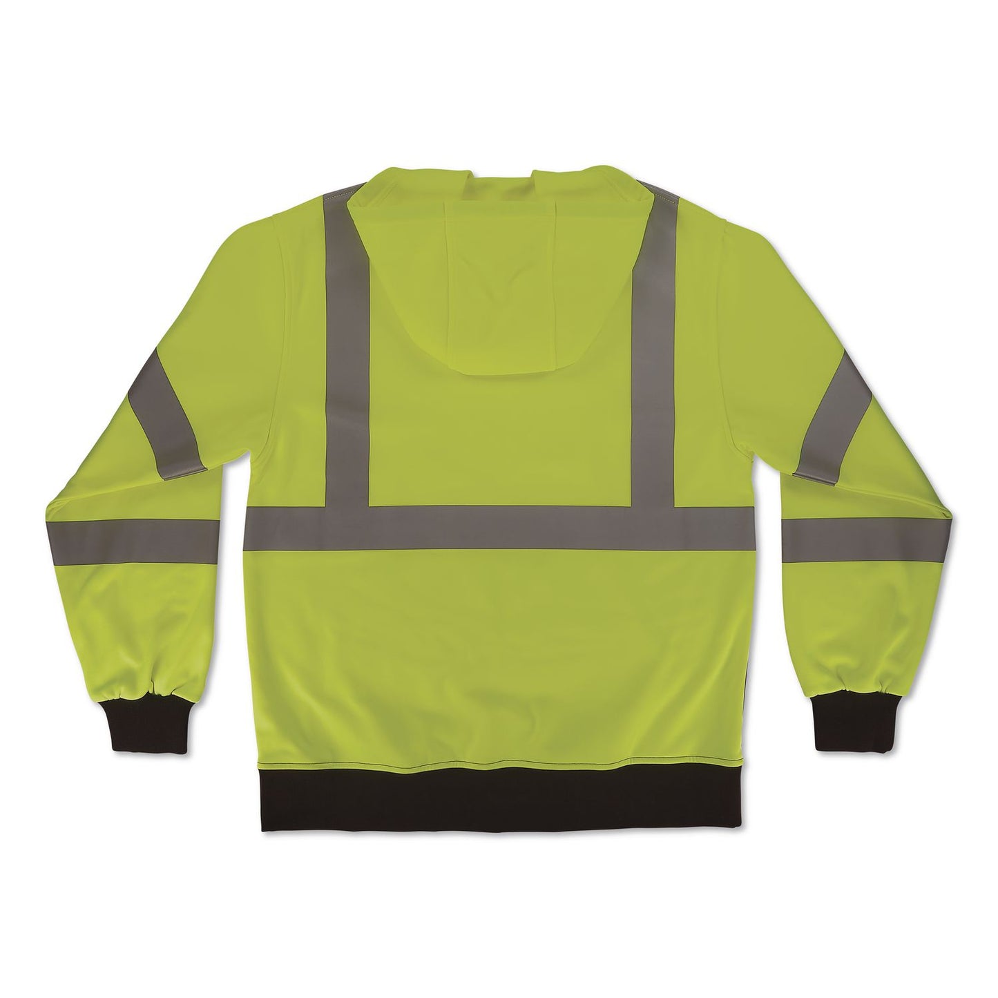 GloWear 8312BK Class 3 Essential Hi-Vis Hooded Zip-Up Sweatshirt with Black Bottom, 4X-Large, Lime