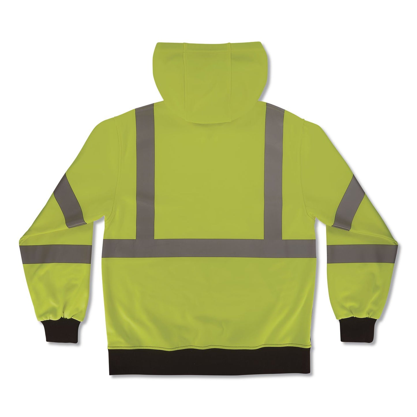 GloWear 8311BK Class 3 Essential Hi-Vis Hooded Sweatshirt with Black Bottom, 5X-Large, Lime