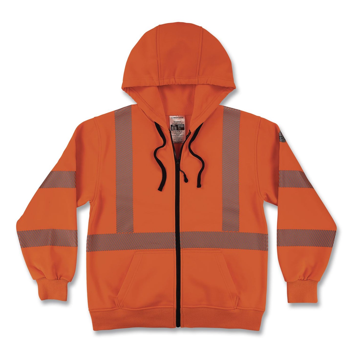 GloWear 8305W Class 3 Women's Performance Hi-Vis Hooded Zip-Up Sweatshirt, Large, Orange