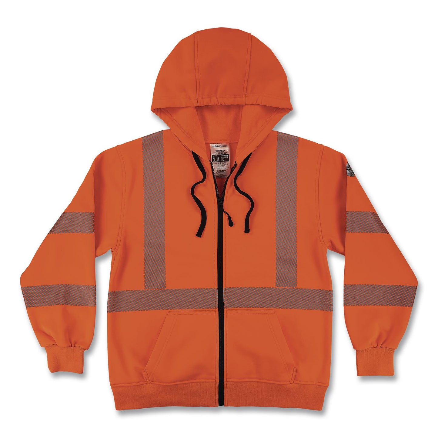 GloWear 8305W Class 3 Women's Performance Hi-Vis Hooded Zip-Up Sweatshirt, X-Large, Orange