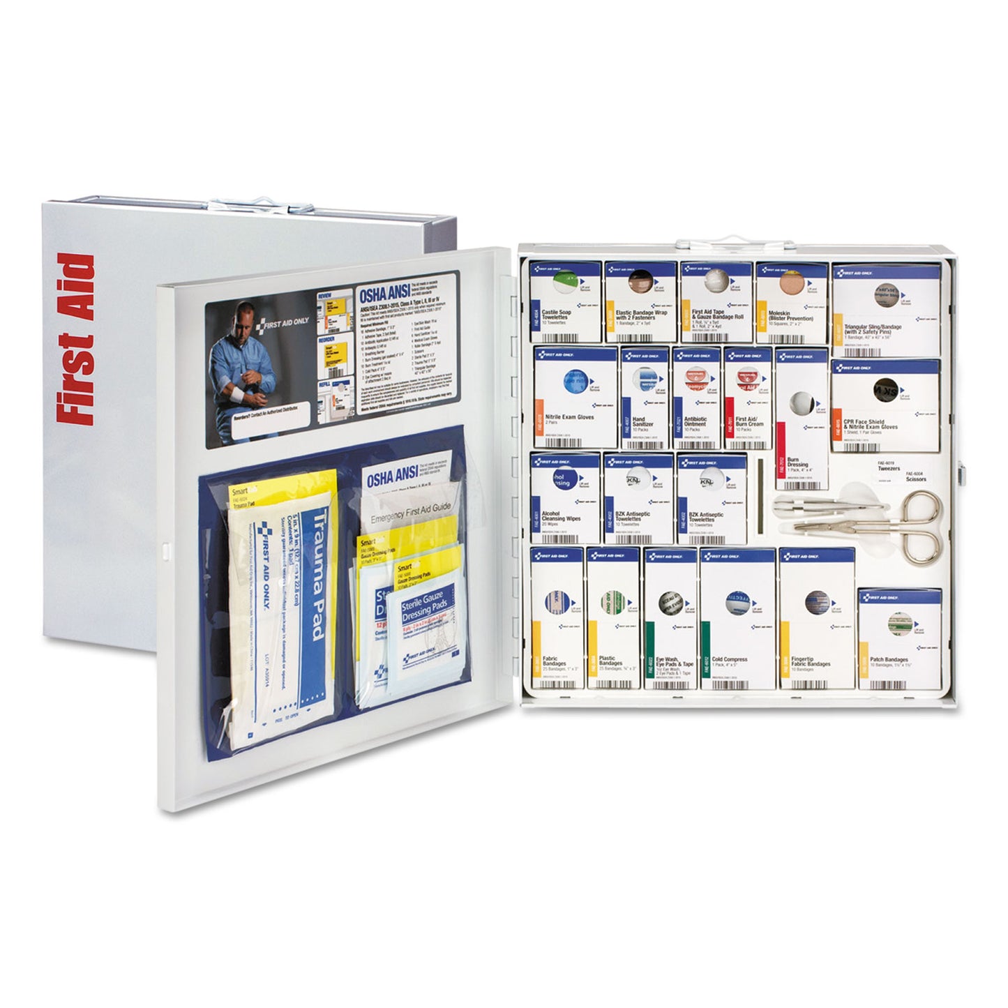 ANSI 2021 SmartCompliance General Business First Aid Station for 50 People, without Medication, 202 Pieces, Metal Case