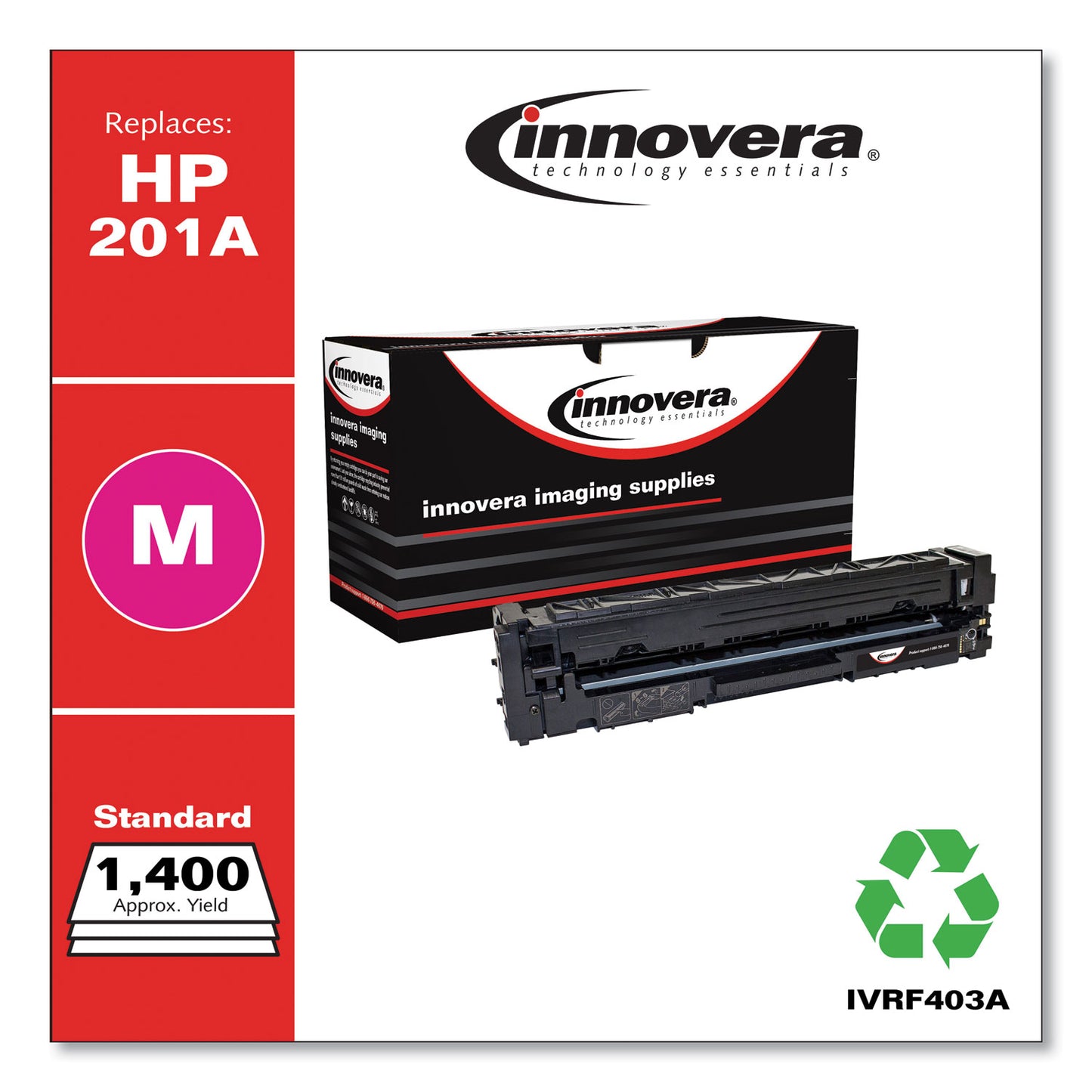 Remanufactured Magenta Toner, Replacement for 201A (CF403A), 1,400 Page-Yield