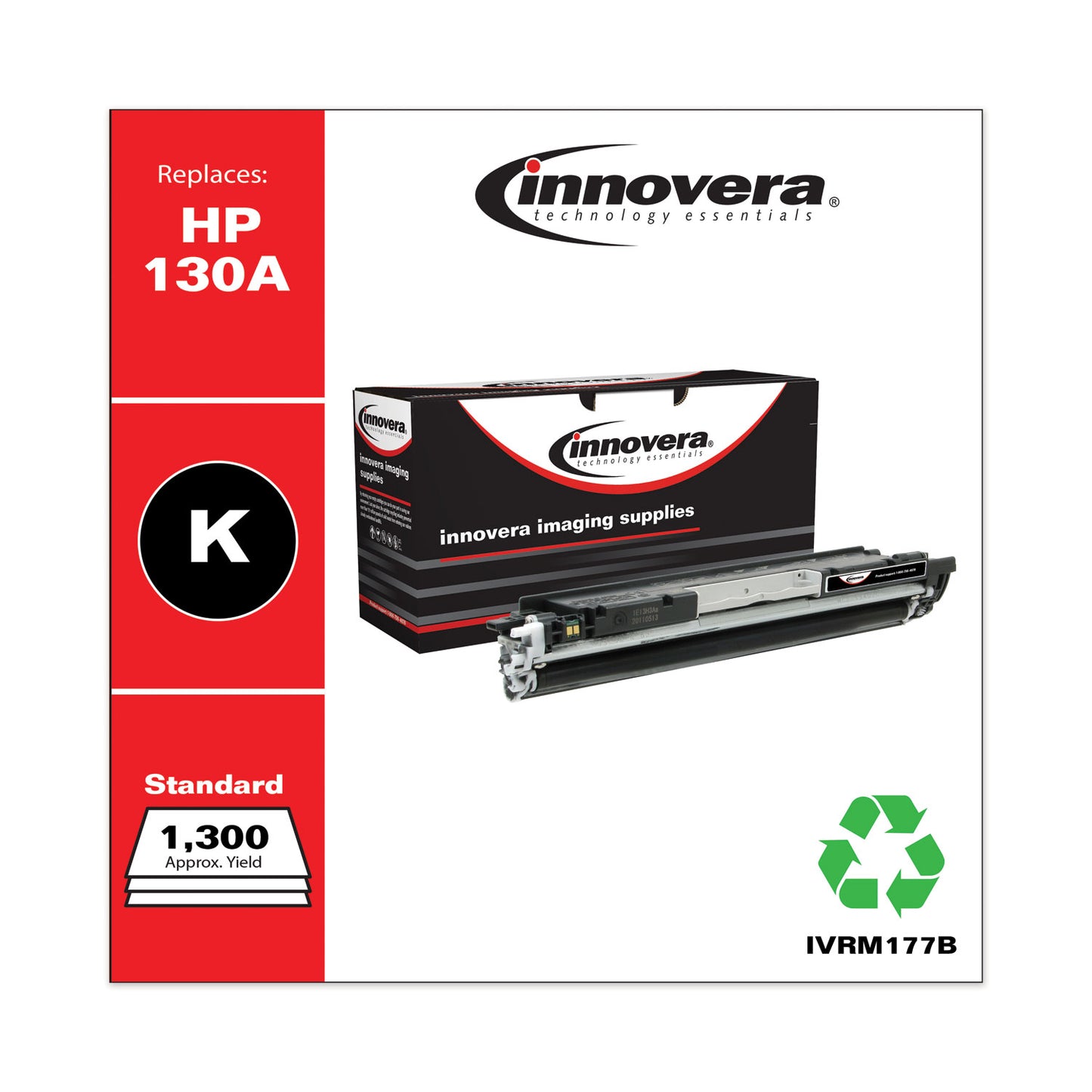 Remanufactured Black Toner, Replacement for 130A (CF350A), 1,300 Page-Yield