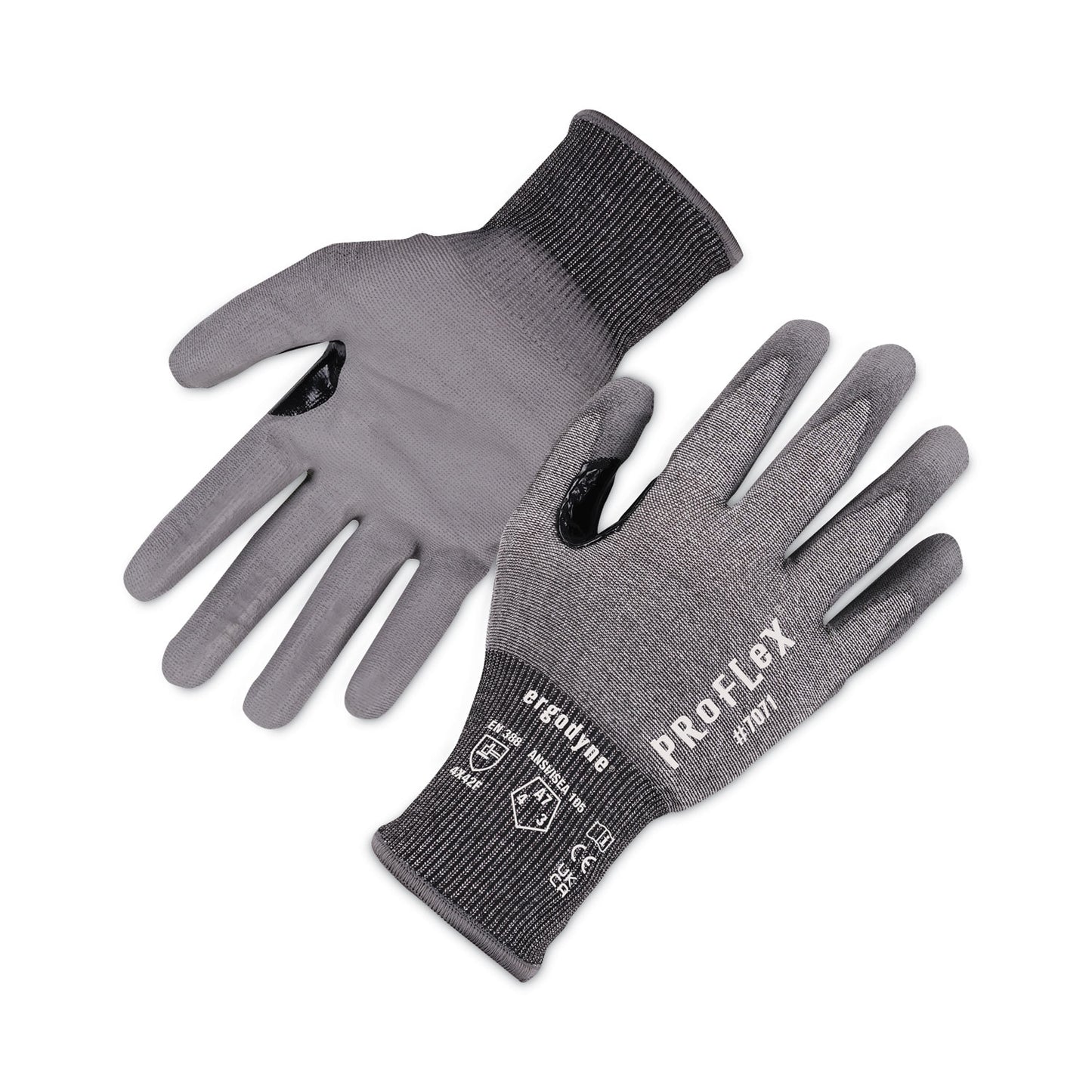 ProFlex 7071 ANSI A7 PU Coated CR Gloves, EN388: 4X42F, 9" Long, Medium, Gray, 12 Pairs
