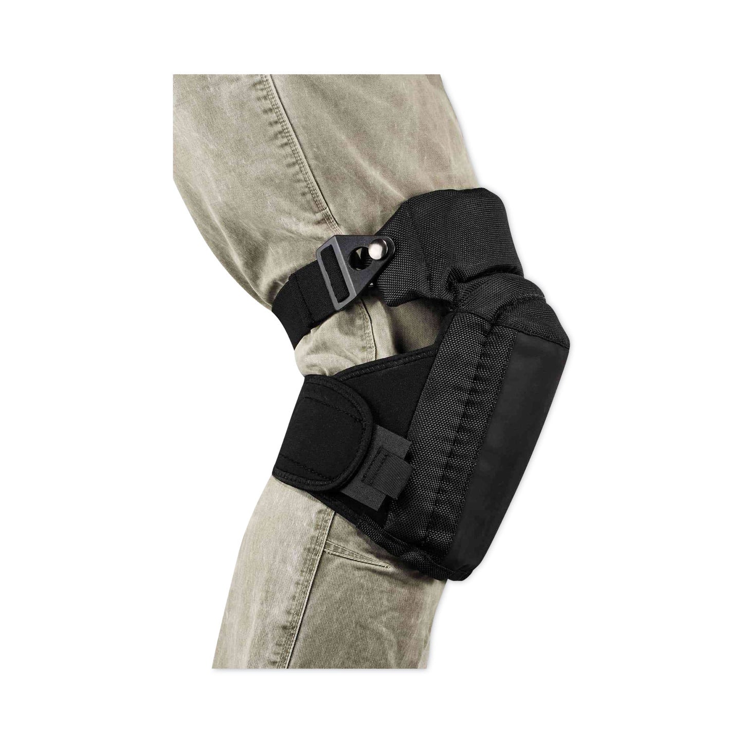ProFlex 450 Hinged Slip Resistant Gel Knee Pads, Soft Cap, Hook and Loop Closure, Black, Pair