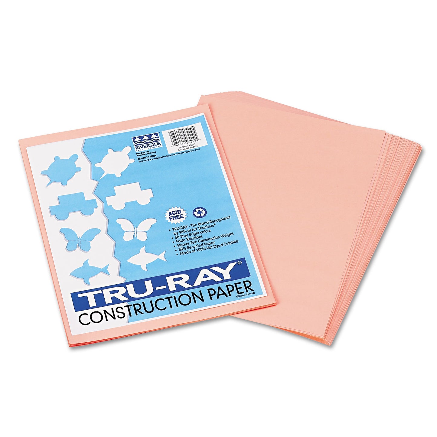 Tru-Ray Construction Paper, 76 lb Text Weight, 9 x 12, Salmon, 50/Pack