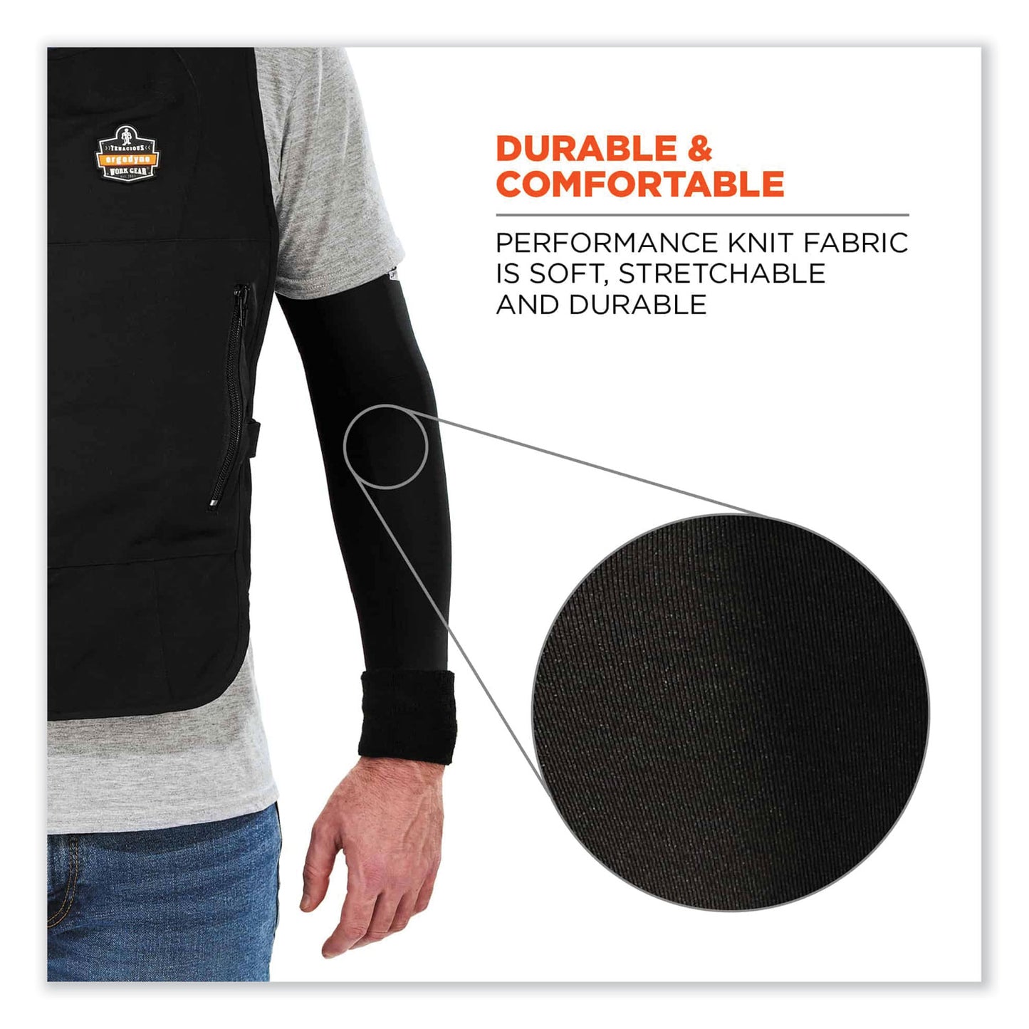 Chill-Its 6690 Performance Knit Cooling Arm Sleeve, Polyester/Spandex, X-Large, Black, 2 Sleeves
